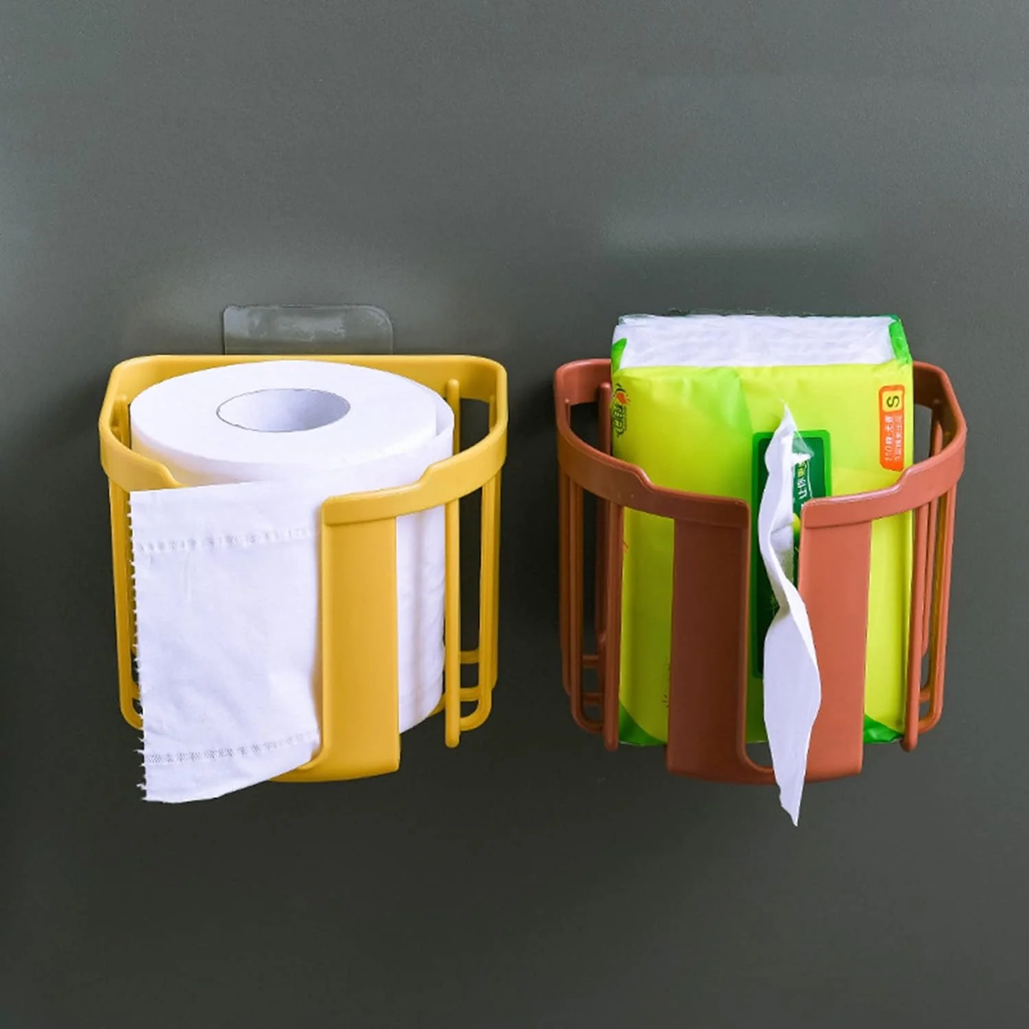 Toilet Paper Holder Bathroom, Tissue Roll Wall Mounted Plastic Bathroom Toilet Paper Roll Holder, Tissue Holder with Storage and Dispenser for Bathroom, Kitchen, Washroom | 14 x 13.5 x 11 Cm - Image 4