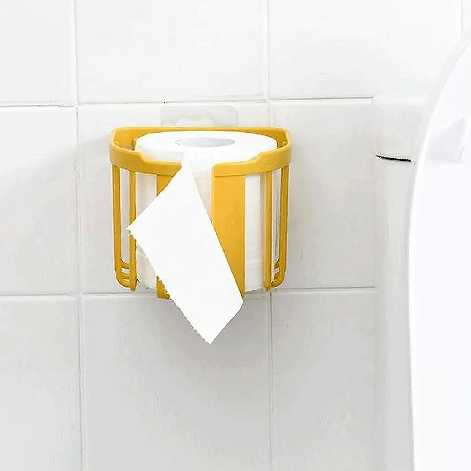 Toilet Paper Holder Bathroom, Tissue Roll Wall Mounted Plastic Bathroom Toilet Paper Roll Holder, Tissue Holder with Storage and Dispenser for Bathroom, Kitchen, Washroom | 14 x 13.5 x 11 Cm - Image 7