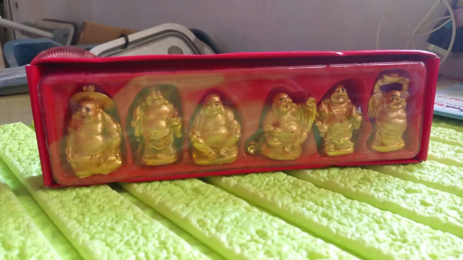 Golden Laughing Buddha Set of Six Pieces Statue for HappinessGood Luck Home Decor - Image 8