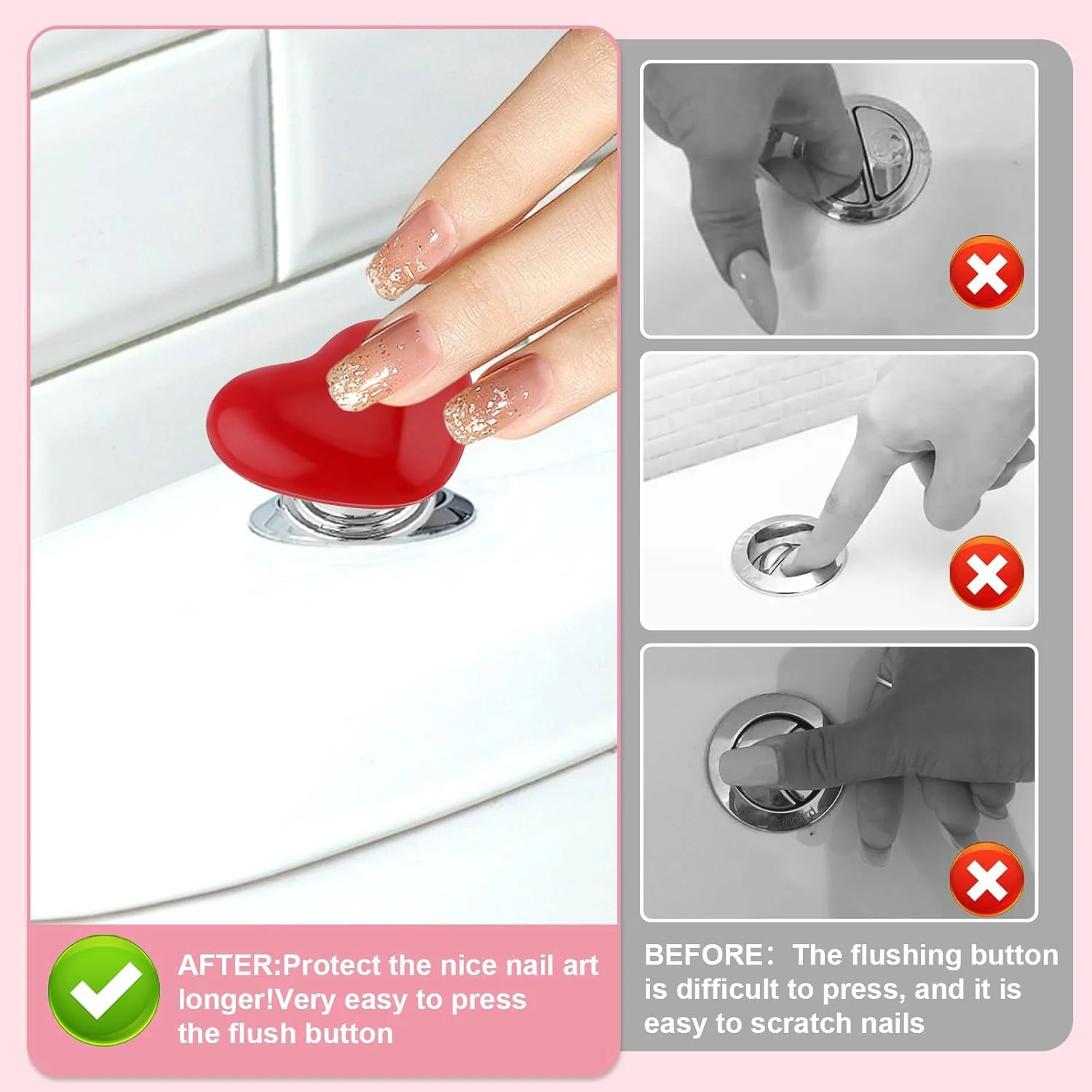 Heart-shaped Knob Pulls Toilet Press Button (4 Pc) - Image 3