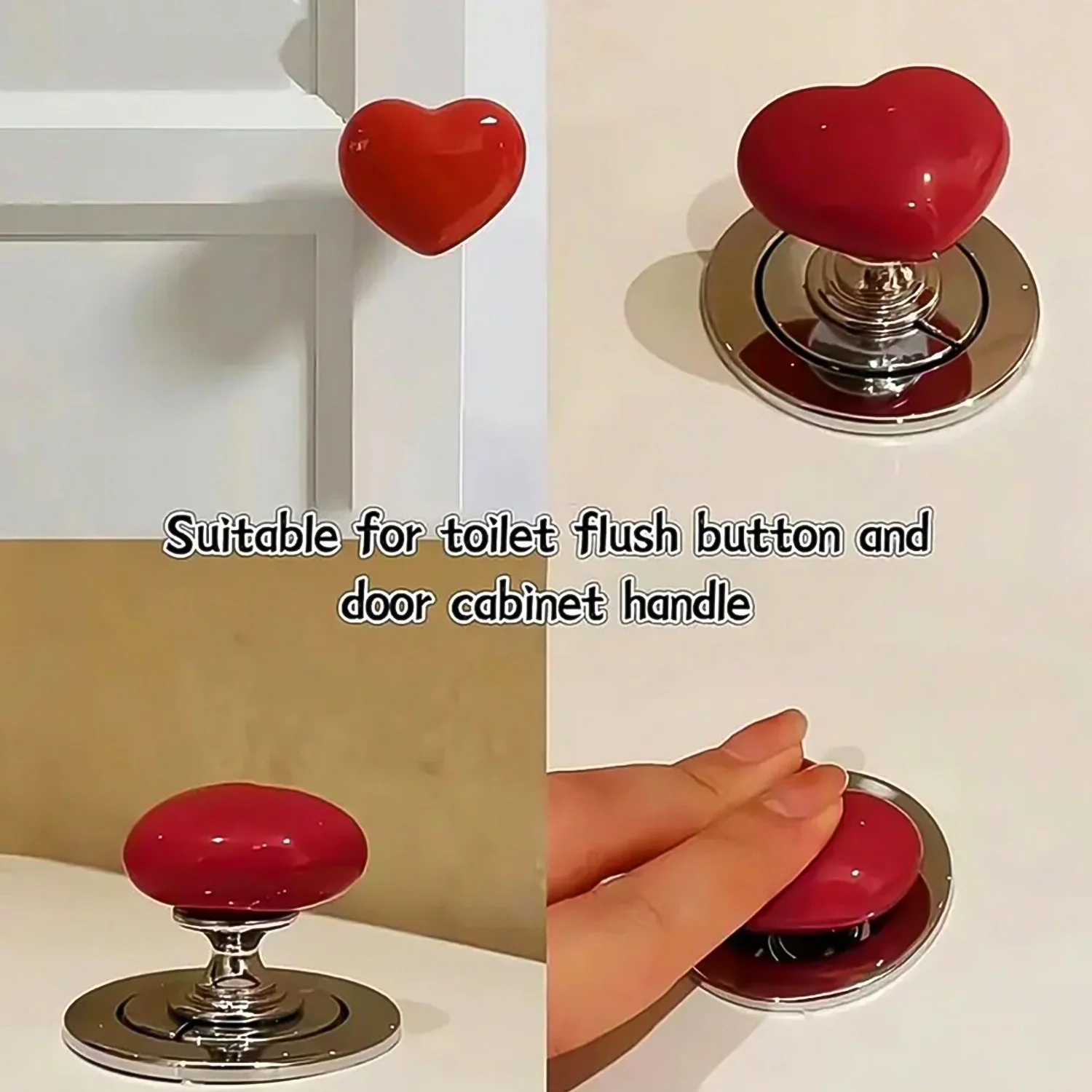 Cabinet Door Handle Drawer, Heart-shaped Knob Pulls Toilet Press Button (1 Pc) - Image 4