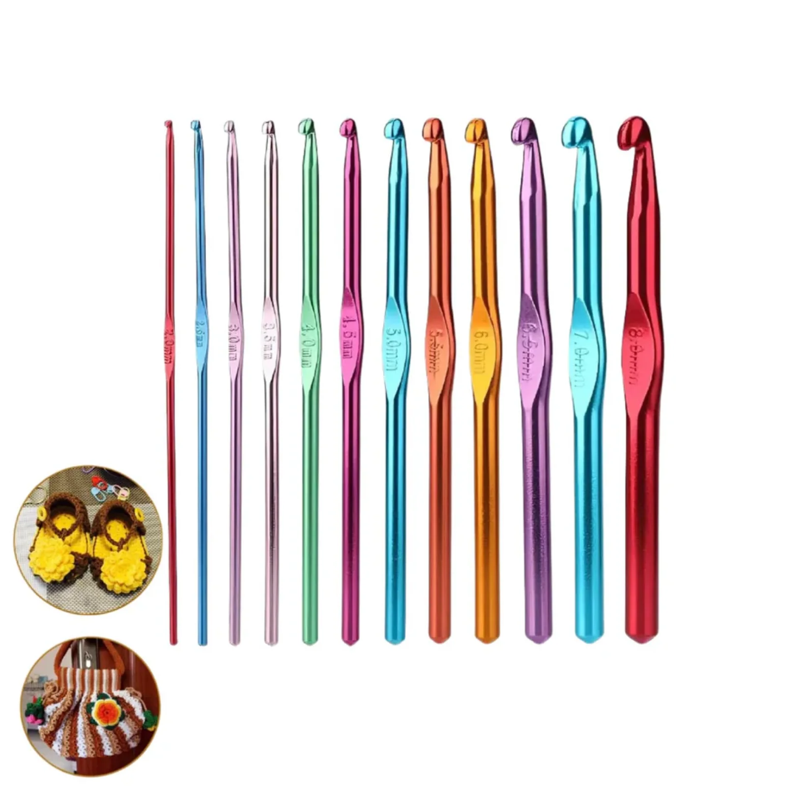 Aluminium Multicolor Knitting Needles, Crochet Kit (12 Pcs Set) - Image 4