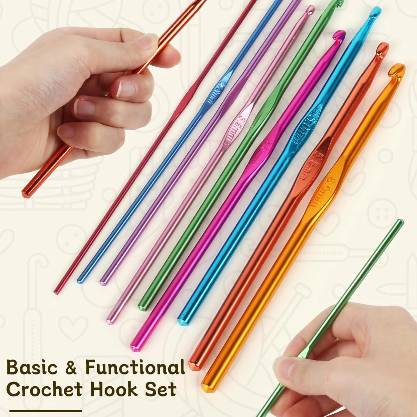 Aluminium Multicolor Knitting Needles, Crochet Kit (12 Pcs Set) - Image 6