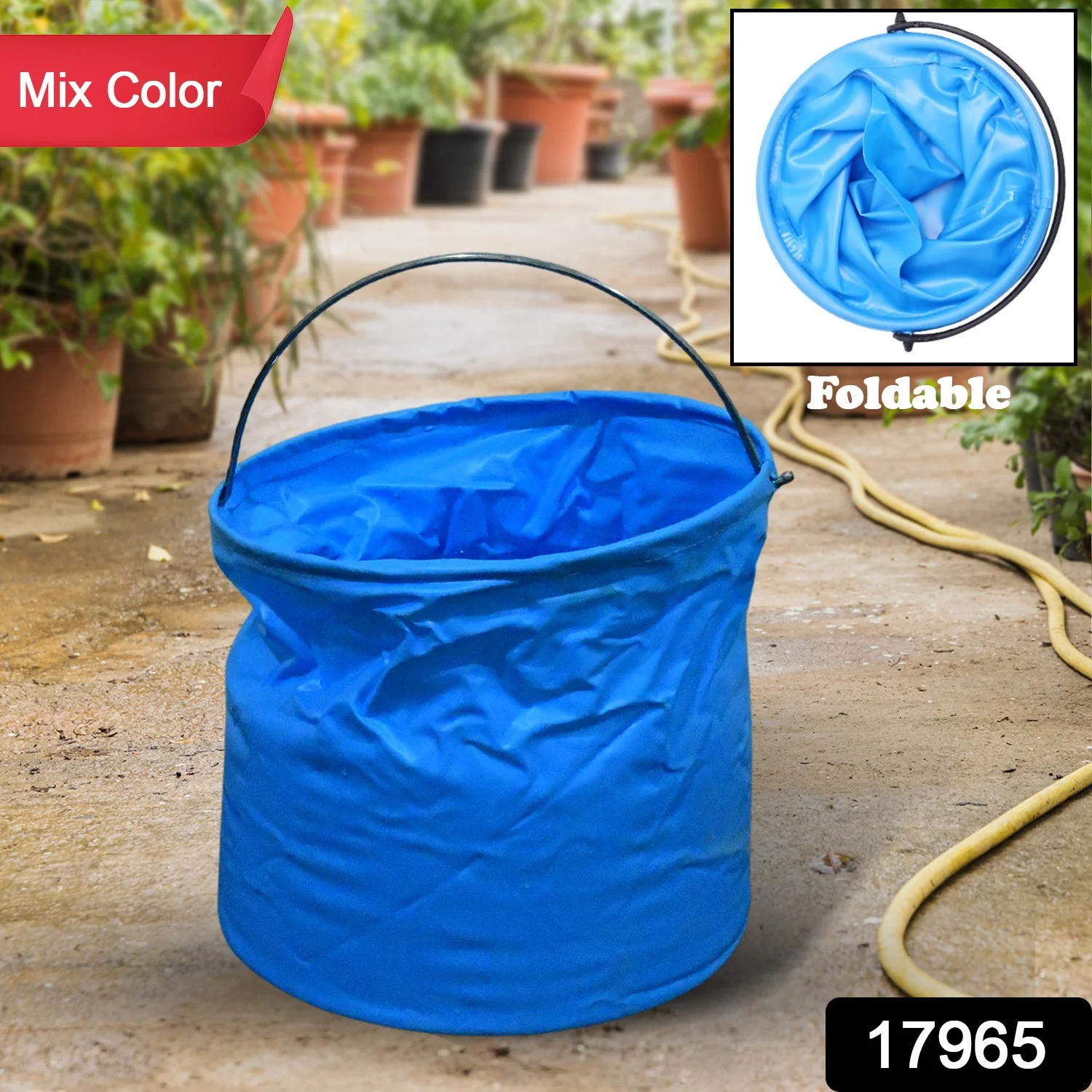 Folding Bucket, Portable, Round Bucket, Simple Bucket (1 pc / Mix Color) - Image 2