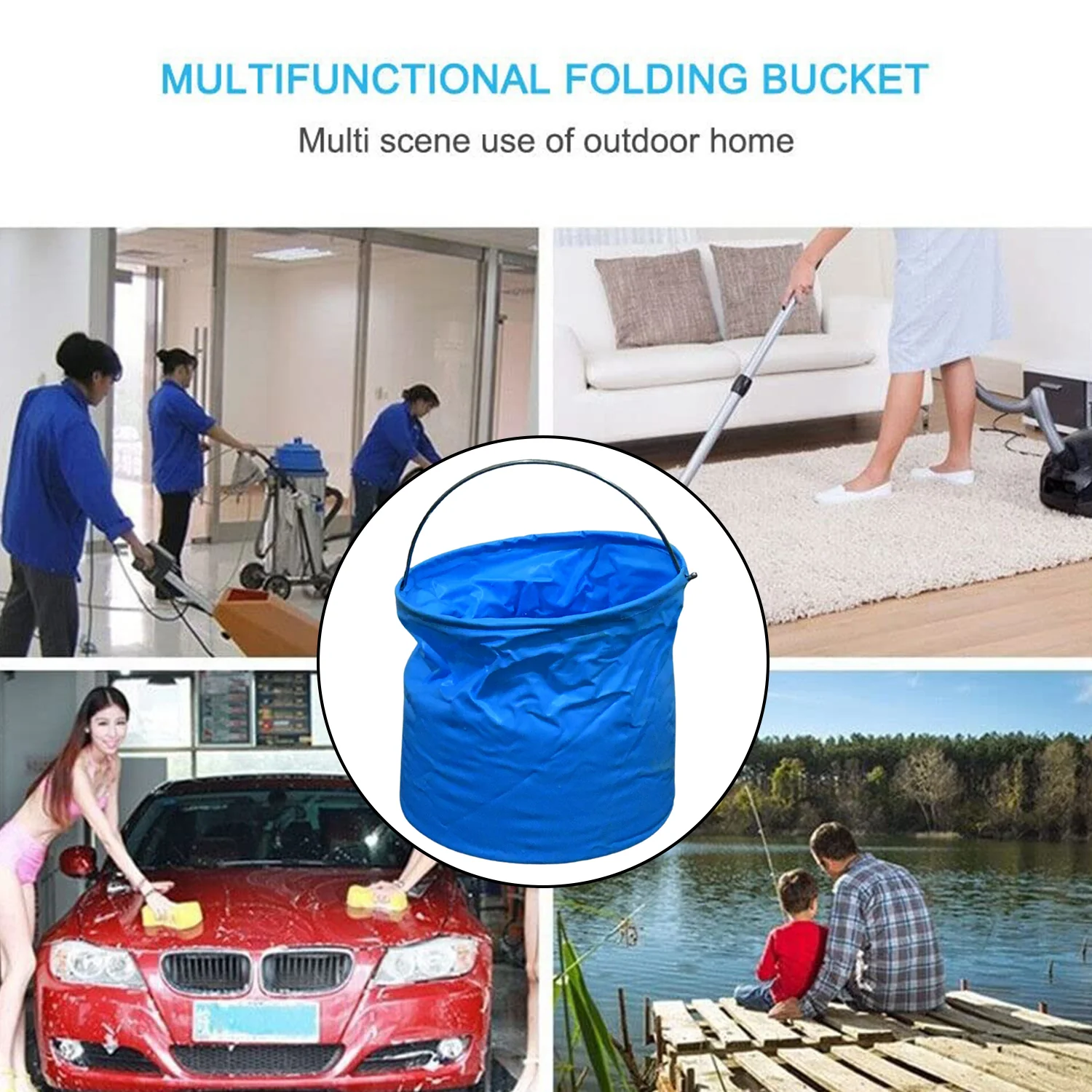 Folding Bucket, Portable, Round Bucket, Simple Bucket (1 pc / Mix Color) - Image 6