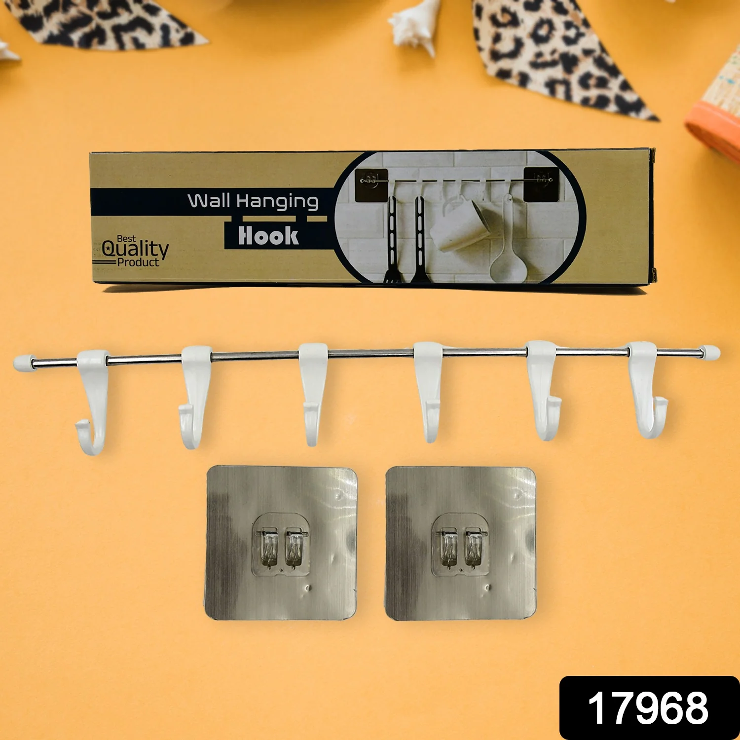 Stainless Steel Utensil Hanger Rail Nail Free Wall Mount - Image 2