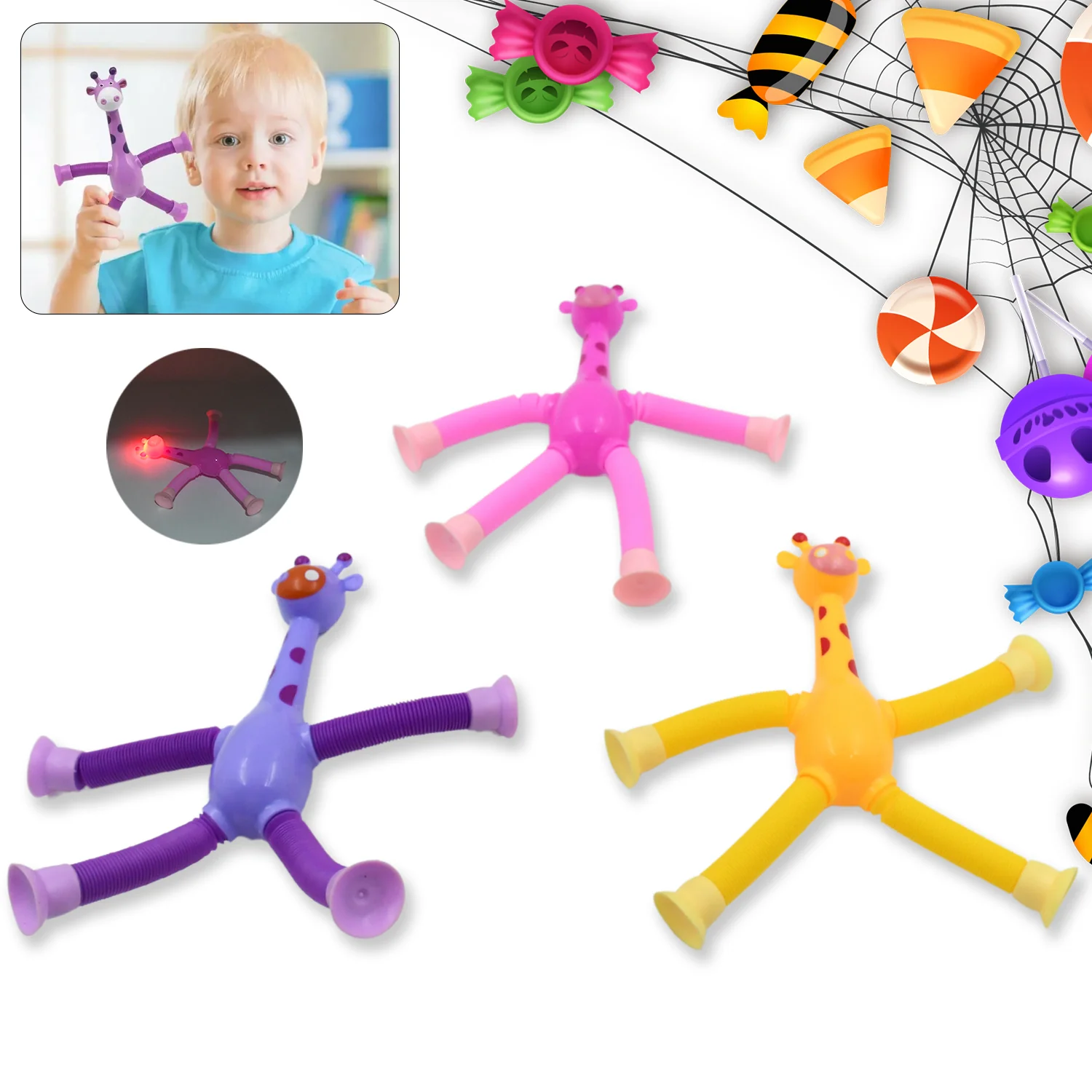 LED Telescopic Suction Cup Giraffe Toy (3 Pcs Set) - Image 4