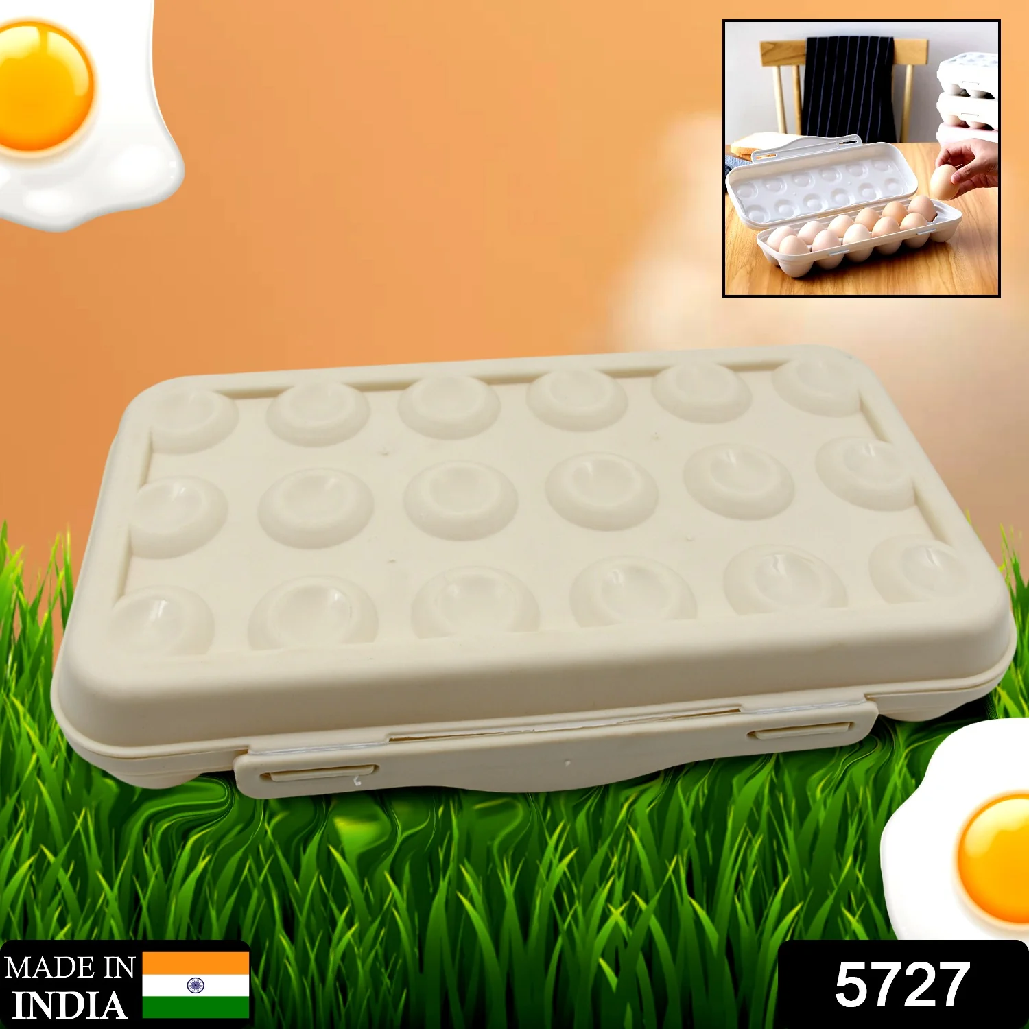 18 Grid Egg Holder Storage, Shock-Proof Egg Container with Buckle - Image 2