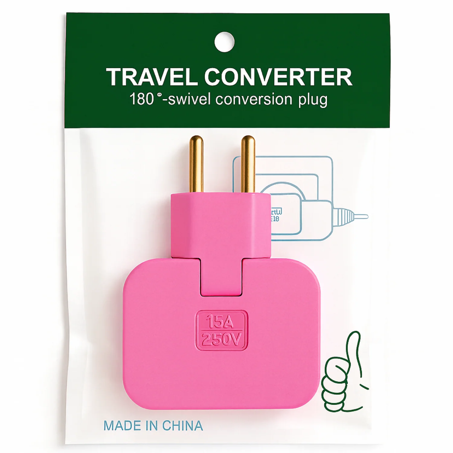 180° Rotary Travel Plug Converter 15A 250V Universal Power Adapter - Image 2