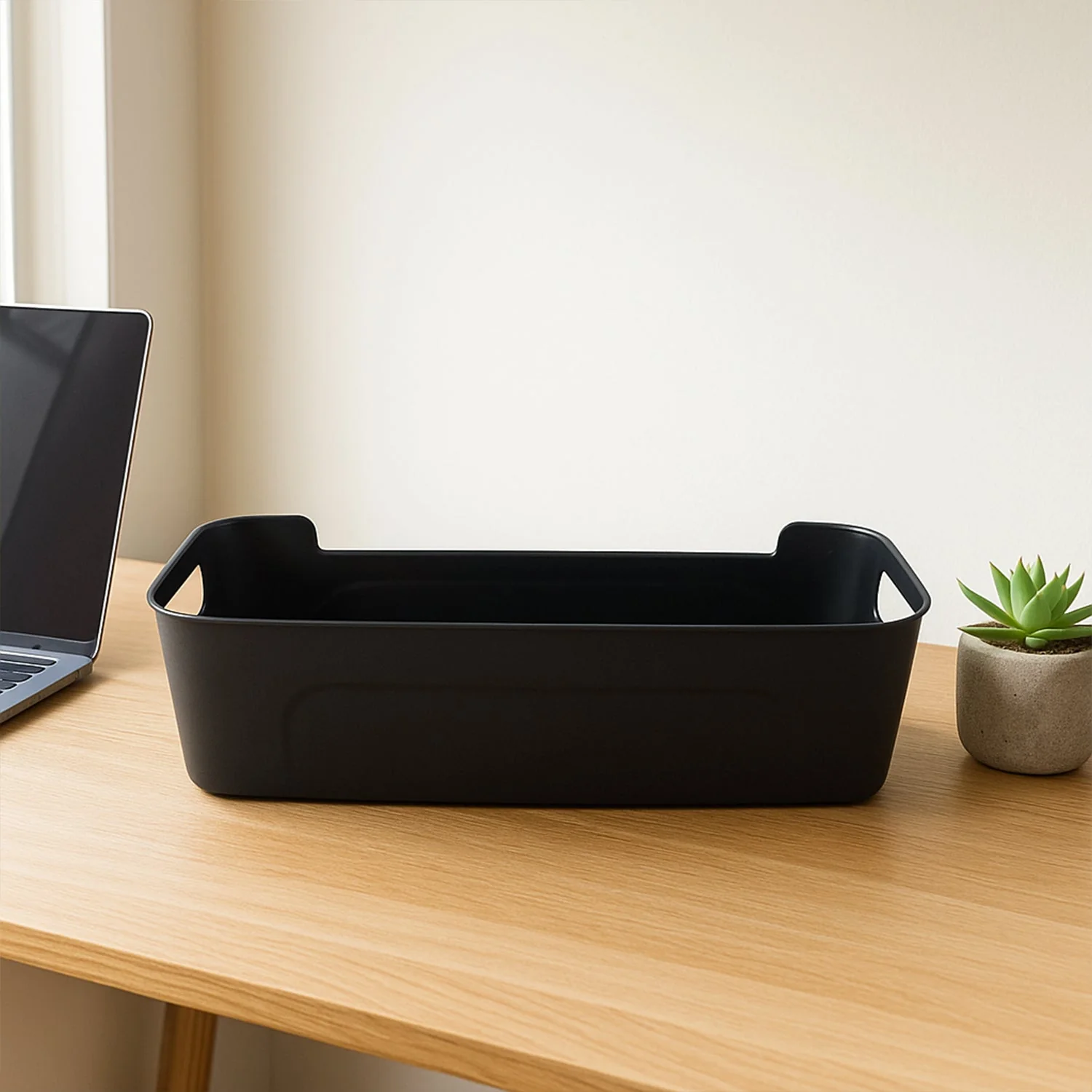 Black Plastic Storage Basket Tray Set (4 Pcs) - Image 3