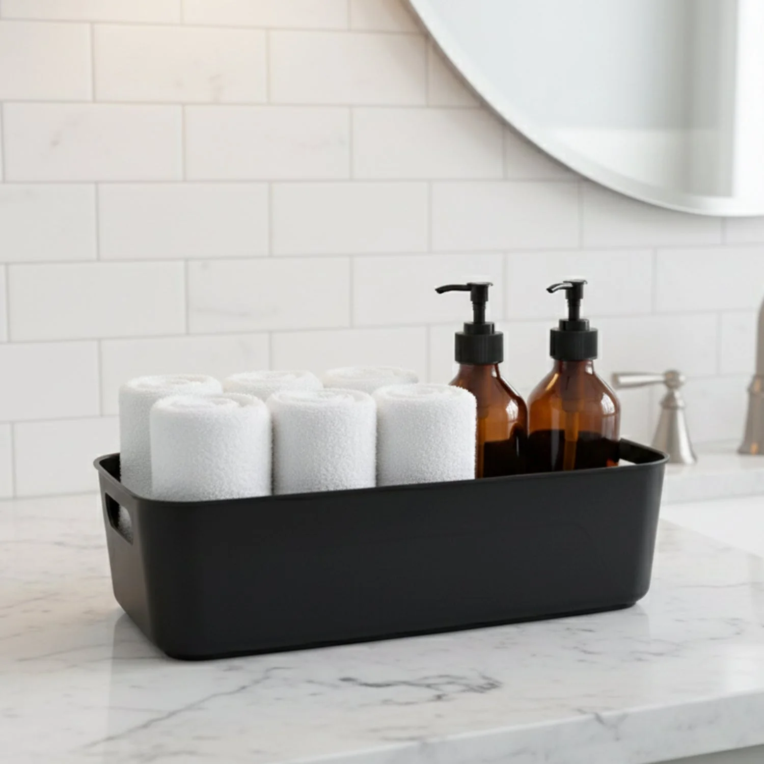 Black Plastic Storage Basket Tray Set (4 Pcs) - Image 6