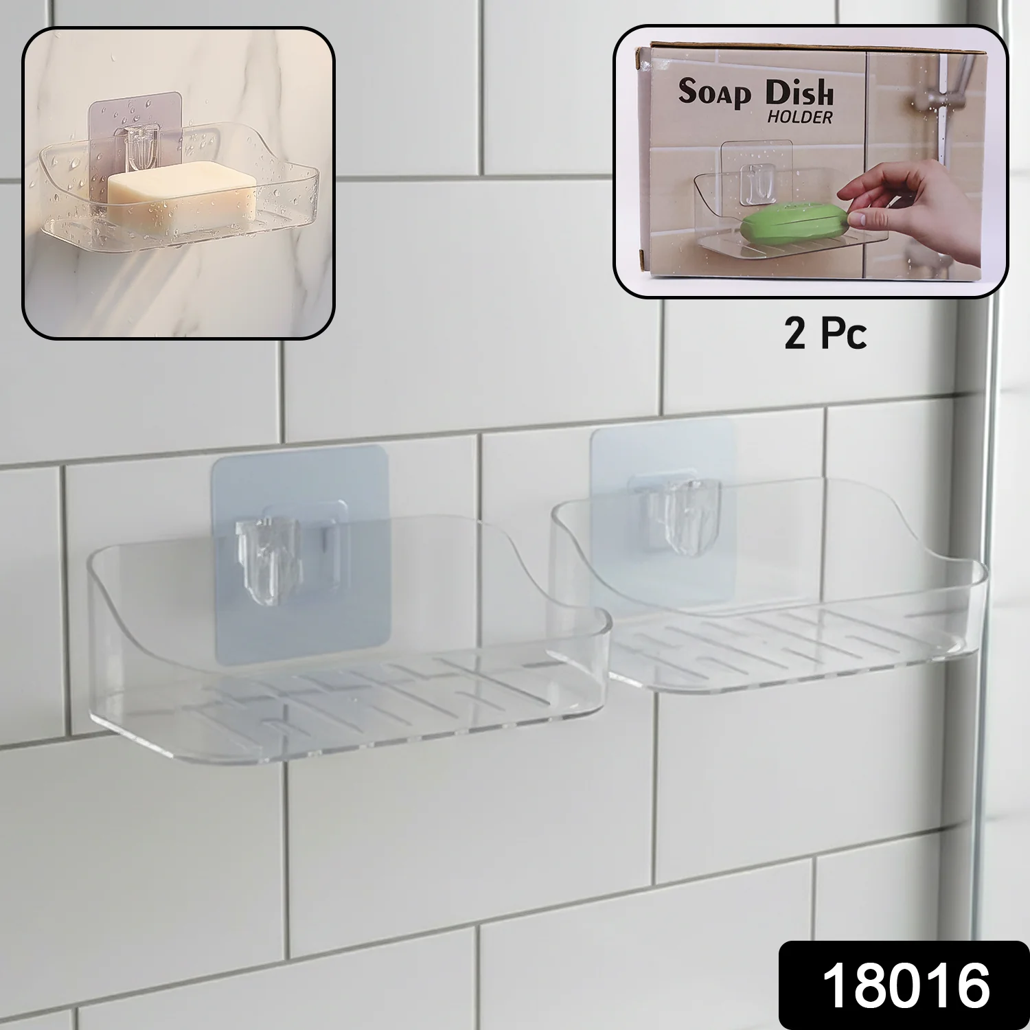 Wall-Mounted Transparent Soap Dish Holder Set - Image 2