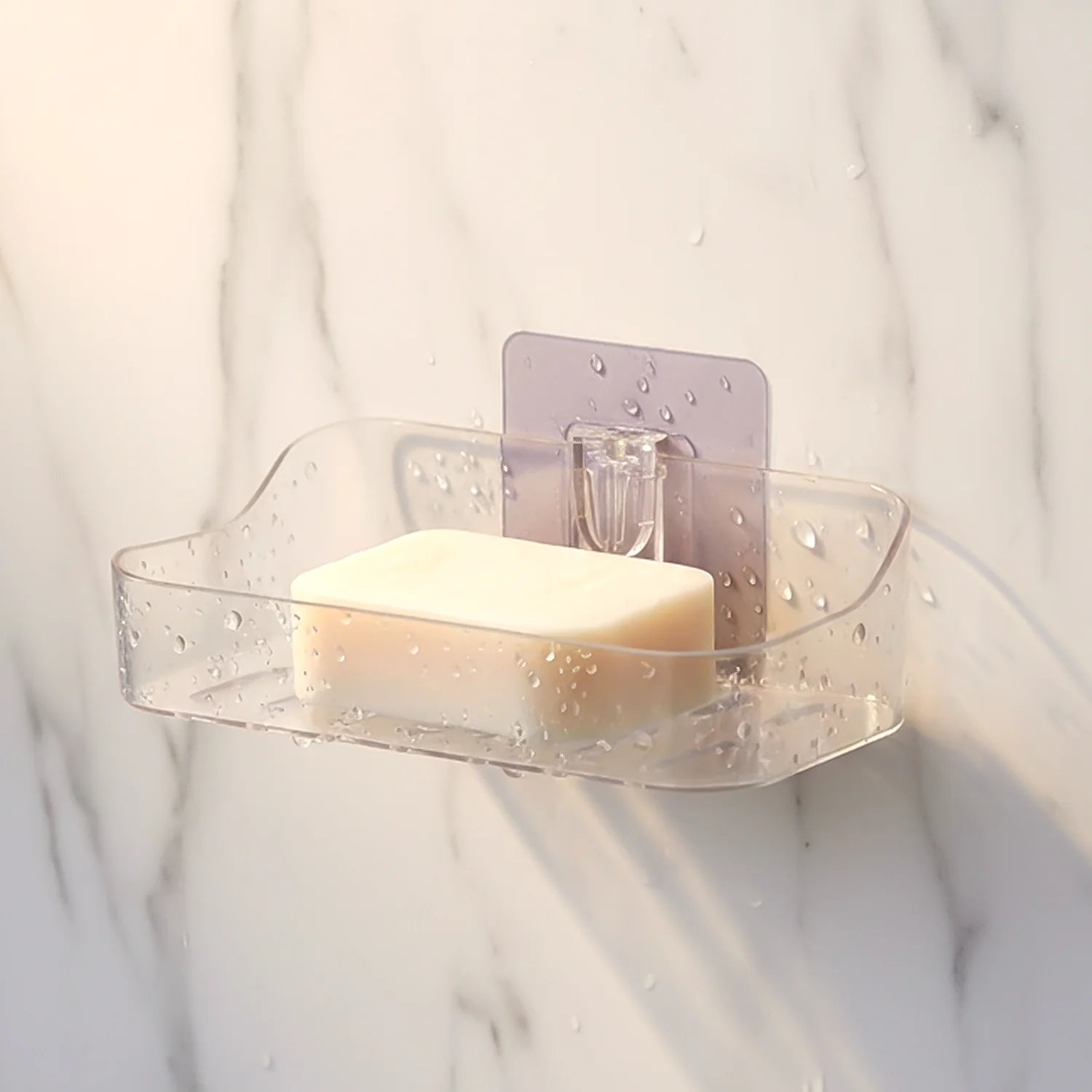 Wall-Mounted Transparent Soap Dish Holder Set - Image 3