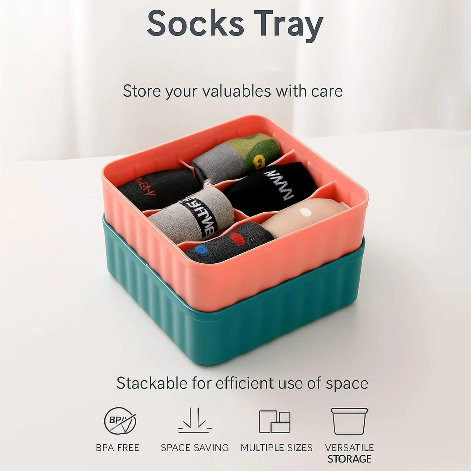 Square Organizer Box with 6 Compartments (Set of 2) - Image 4