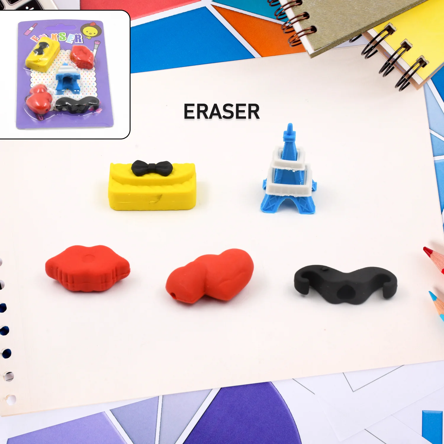 Fancy Colorful Eraser Set for Kids’ Parties & School (1 Set, Mixed Design) - Image 9