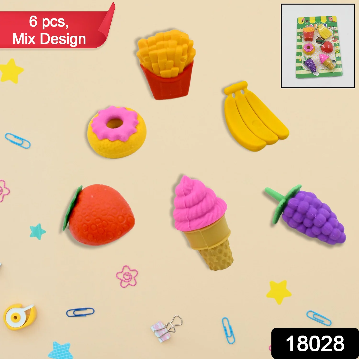3D Food Fancy Colorful Erasers – Cute Novelty Eraser Set for Kids (1 Set) - Image 2