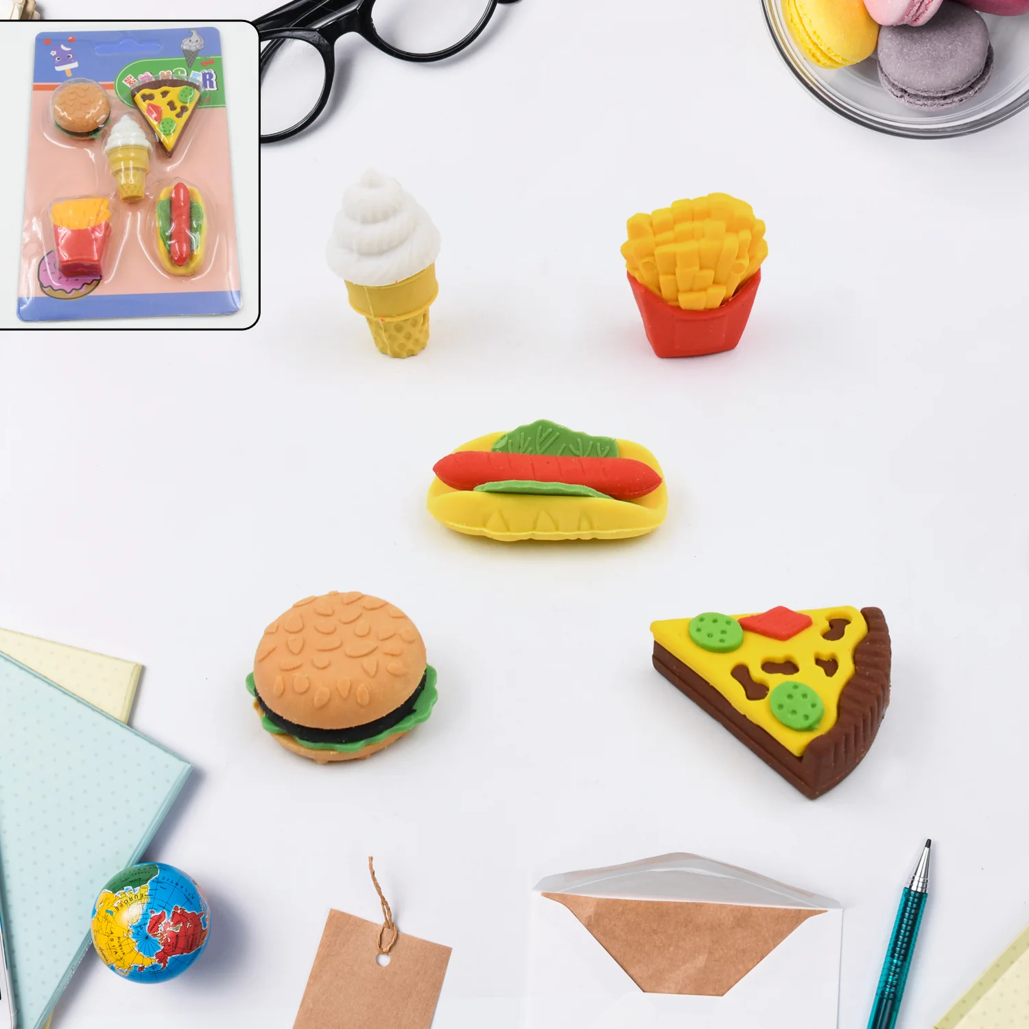 3D Food Fancy Colorful Erasers – Cute Novelty Eraser Set for Kids (1 Set) - Image 4