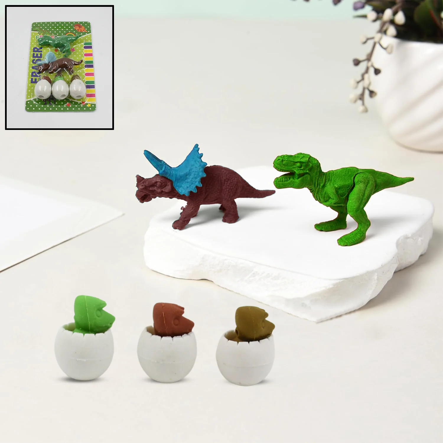 Dinosaur & Egg Shaped 3D Puzzle Erasers – Fun Mini Erasers for Kids (5 Pcs Set) - Image 3
