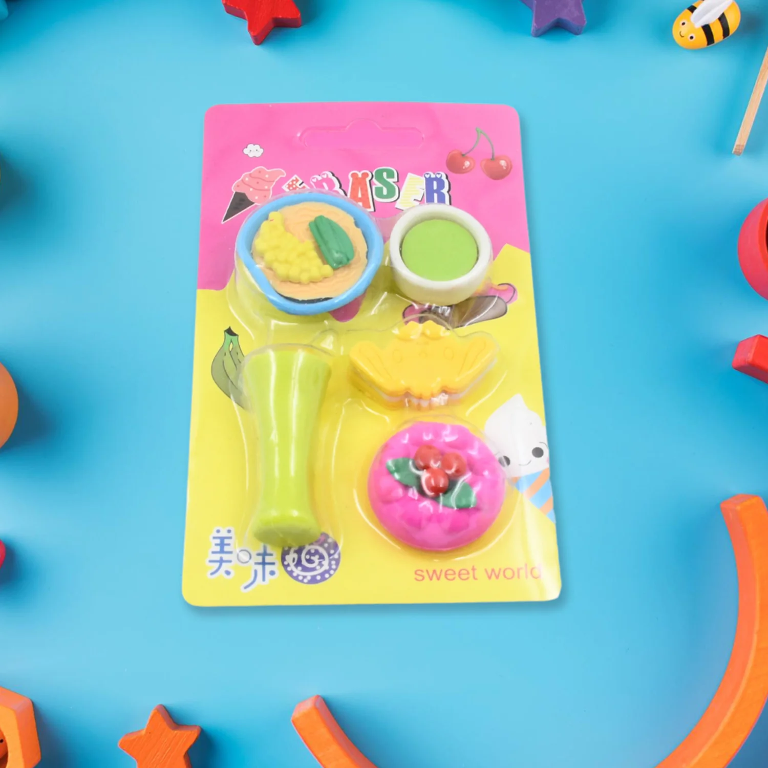 3D Mix Design Fancy & Stylish Colorful Erasers (1 Set) - Image 10