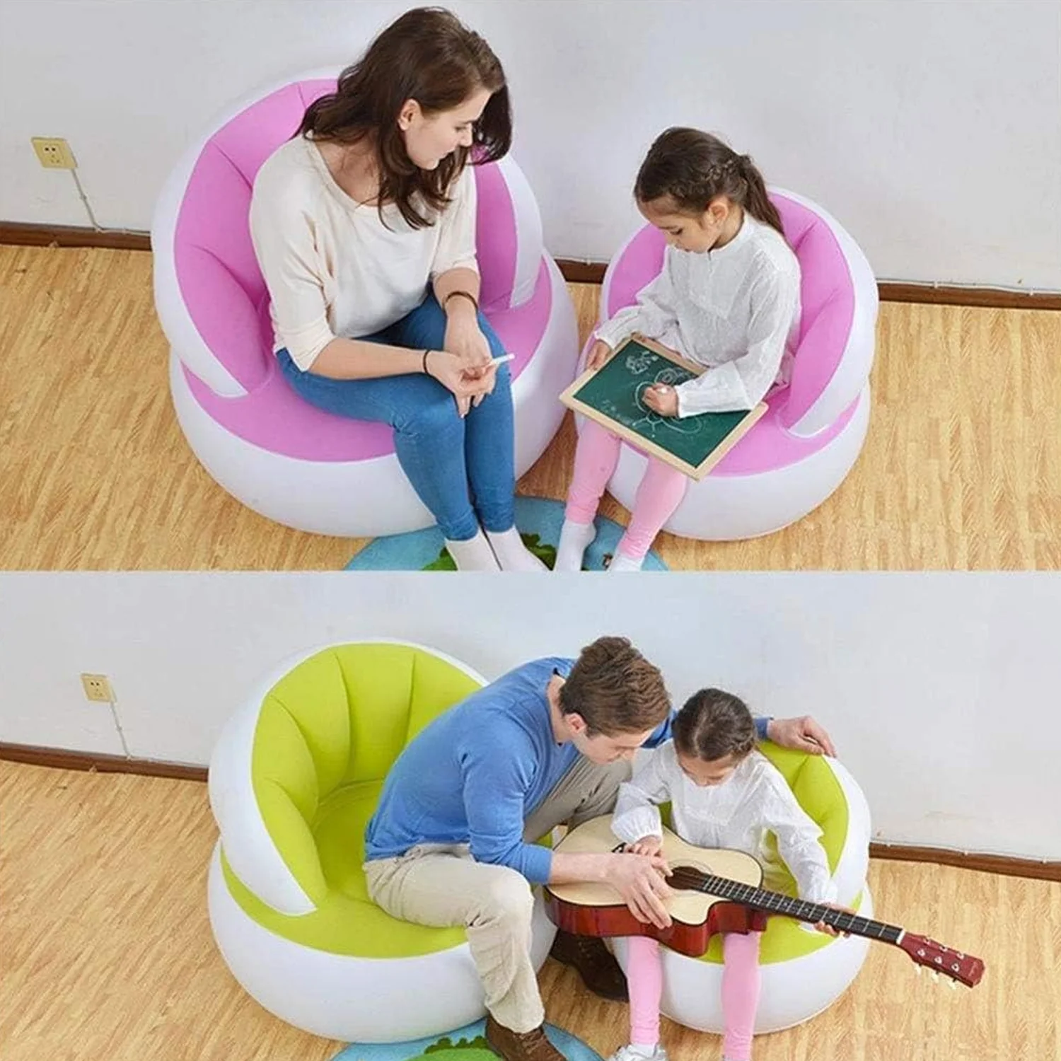 Kids inflatable sofa chair with backrest & Foot Air Pump (1 Set 85x74 Cm Approx) - Image 8