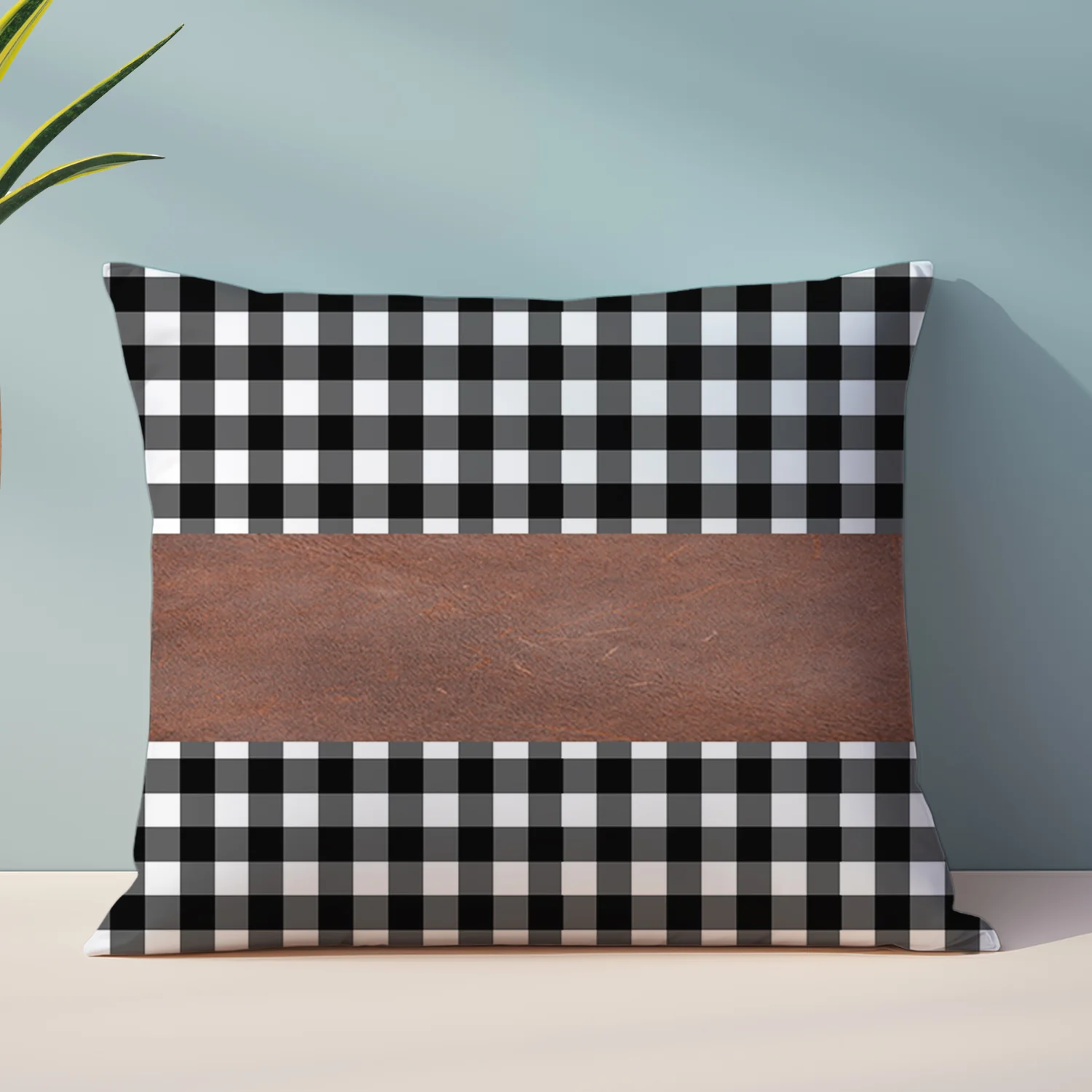 Pillow Covers, Leather & Cotton Cushion Covers (15 × 15 Inch / 1 Pair / 2 Pc) - Image 3