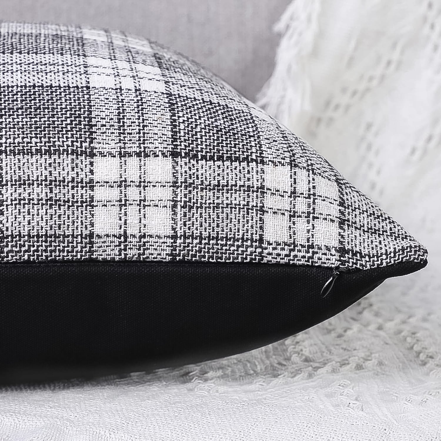 Pillow Covers Cushion Cases Soft Leather and Cotton (23 × 22 Inch / 1 Pair / 2 Pc) - Image 3