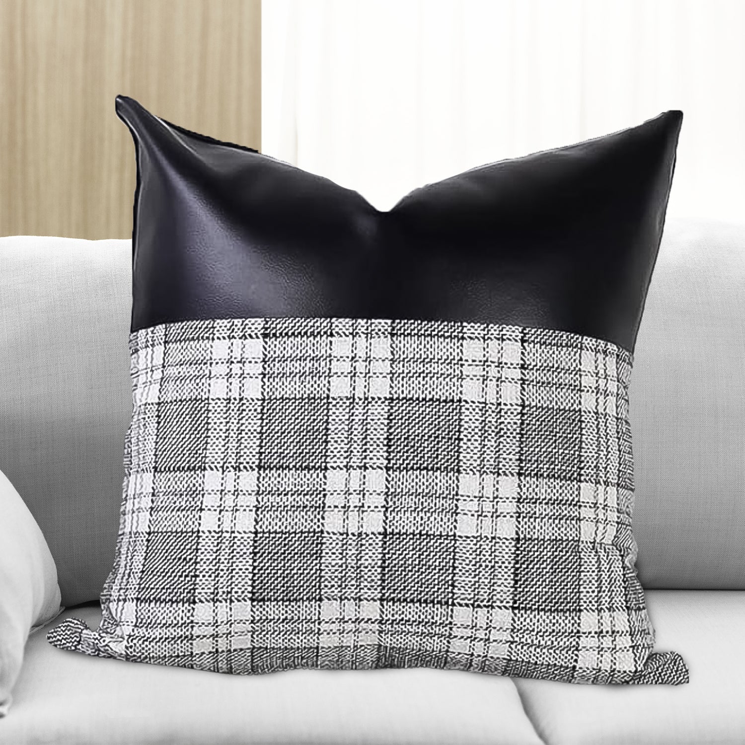 Pillow Covers Cushion Cases Soft Leather and Cotton (23 × 22 Inch / 1 Pair / 2 Pc) - Image 4