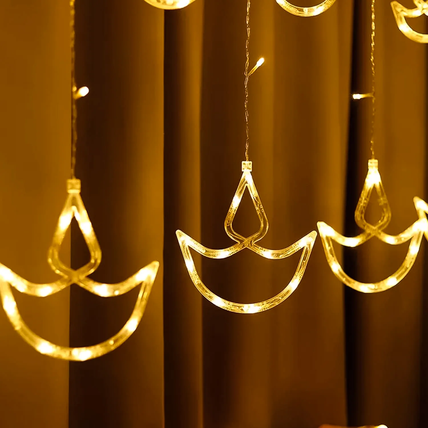 12 Diya Curtain String Lights, Window Curtain Lights (White Color) - Image 3