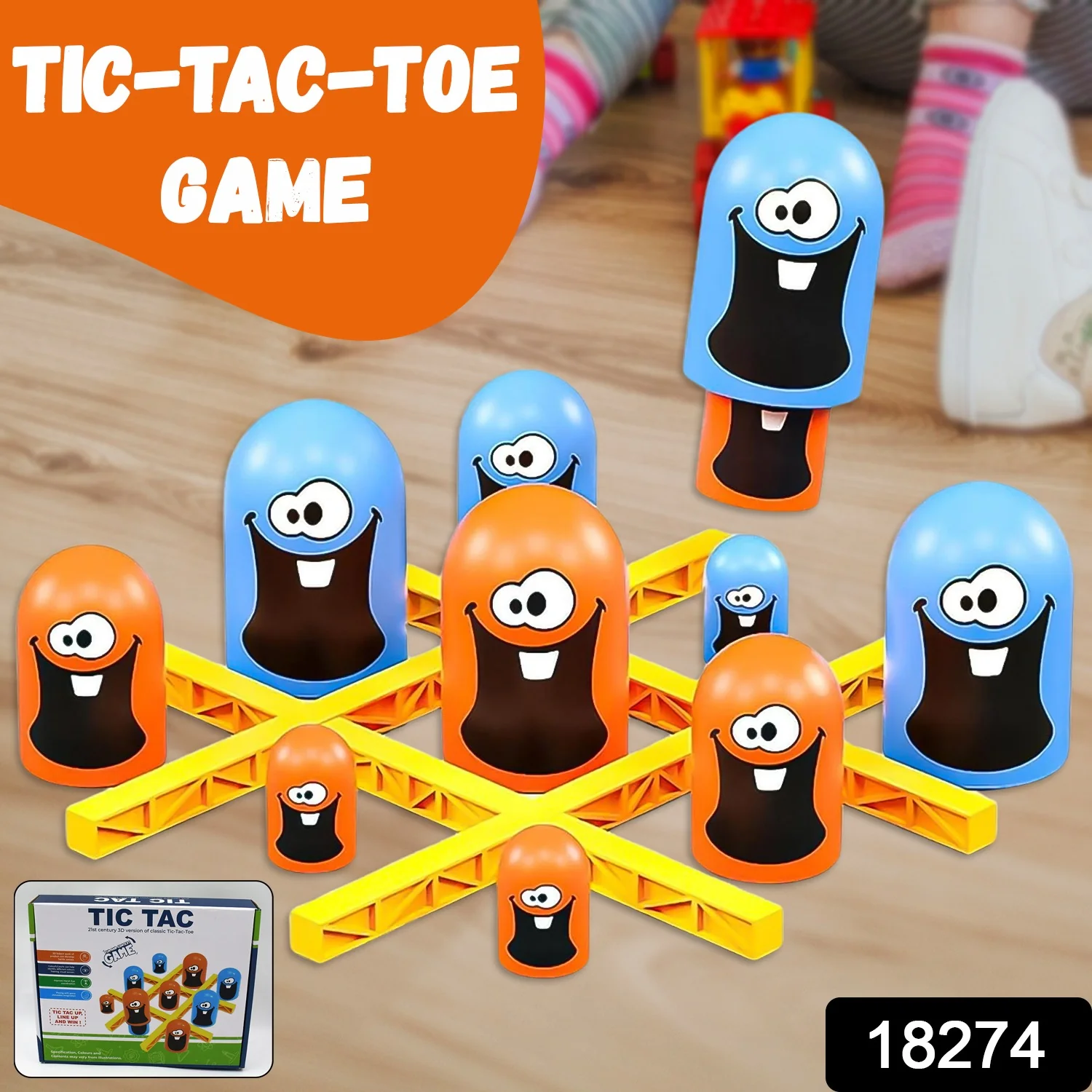 Tic-Tac-Toe Game, Gobble Game, Board Game Indoor (1 Set) - Image 2