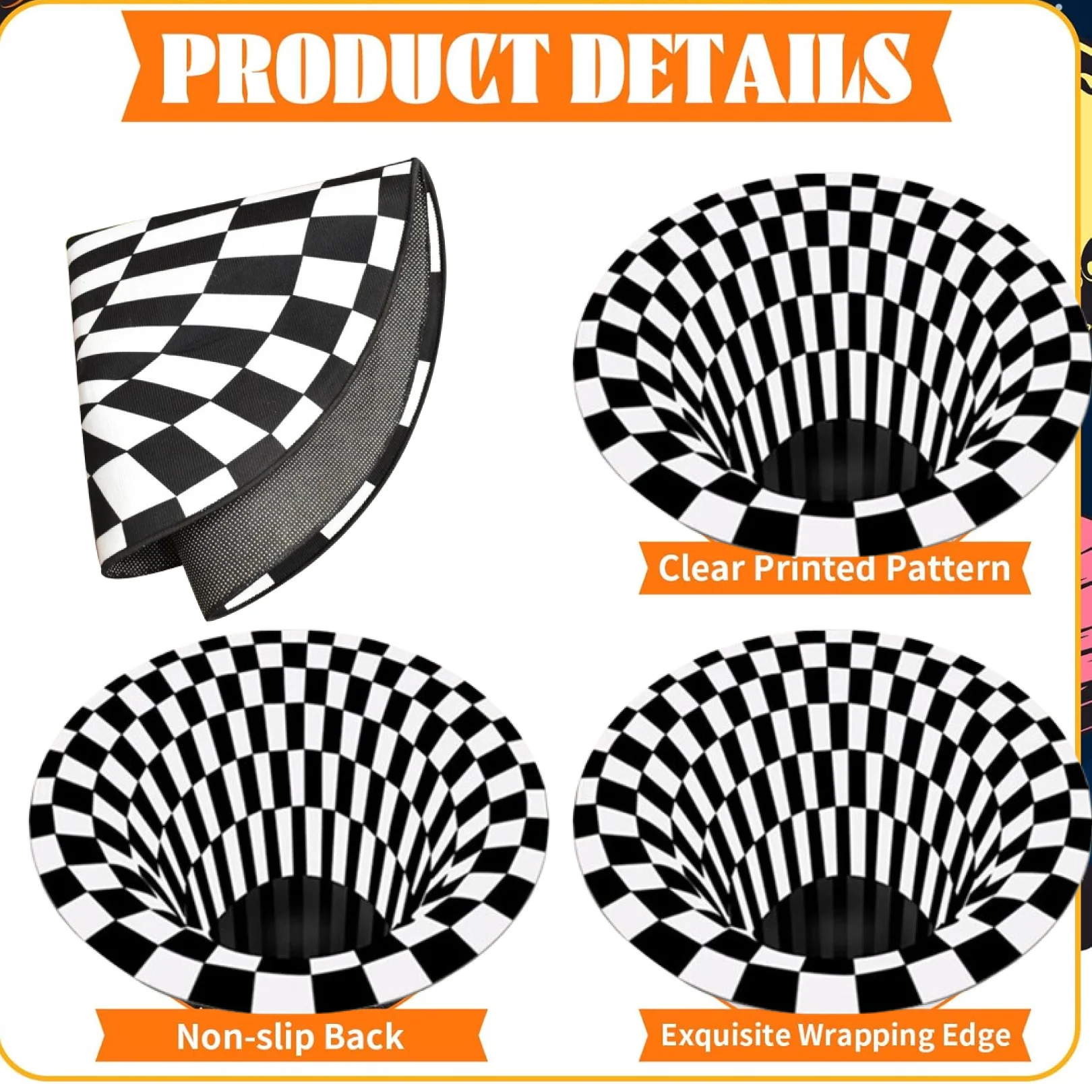 3D Space Round Carpet, Floor Mat Non-Woven Doormat (1 Pc / 78 Cm) - Image 2