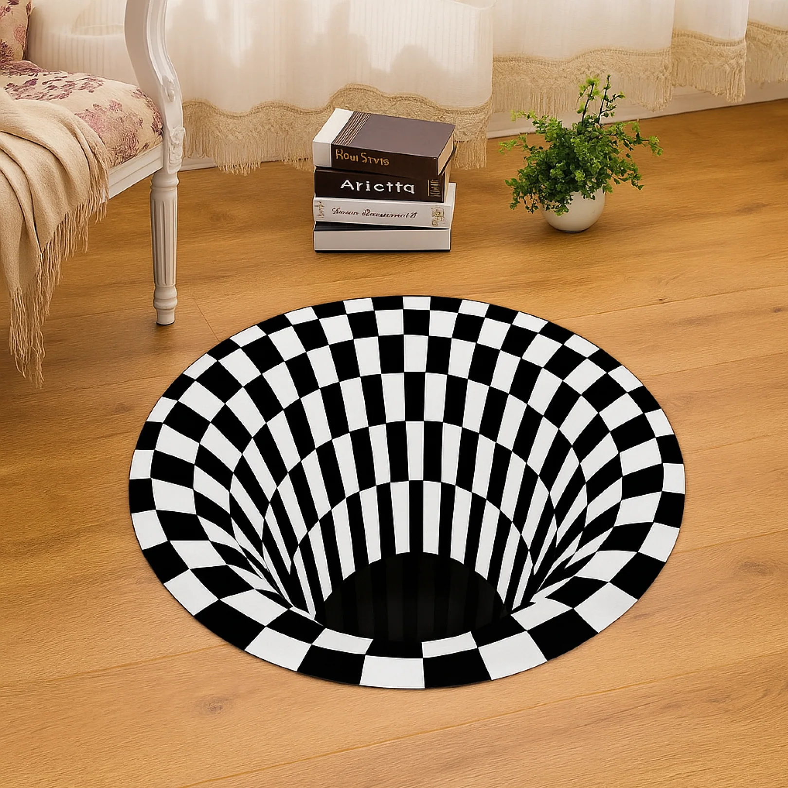 3D Space Round Carpet, Floor Mat Non-Woven Doormat (1 Pc / 78 Cm) - Image 5