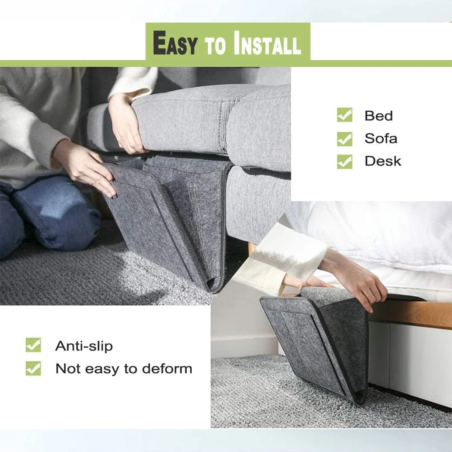 Flat Bedside Caddy, Bed Side Pocket Storage Organizer Bag with 5 Pockets (1 Pc) - Image 8