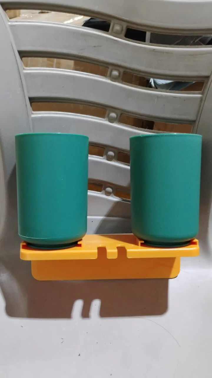 Multipurpose Wall Mount Toothbrush Holder Plastic Stand With 2 Cup  (1 Set) - Image 9
