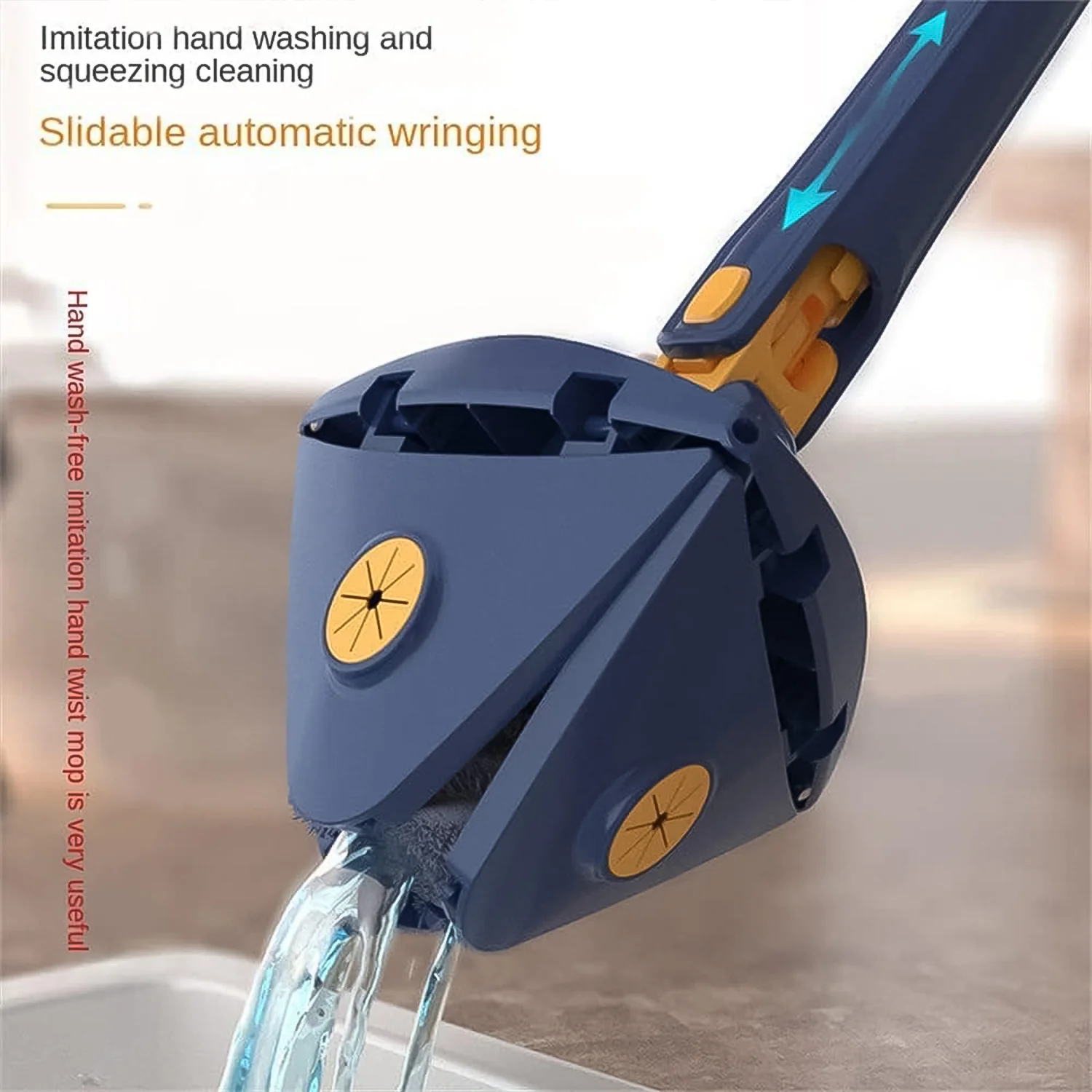 360° Rotatable Mop Triangle Mop with Long Handle (1 Pc / 113 Cm) - Image 3