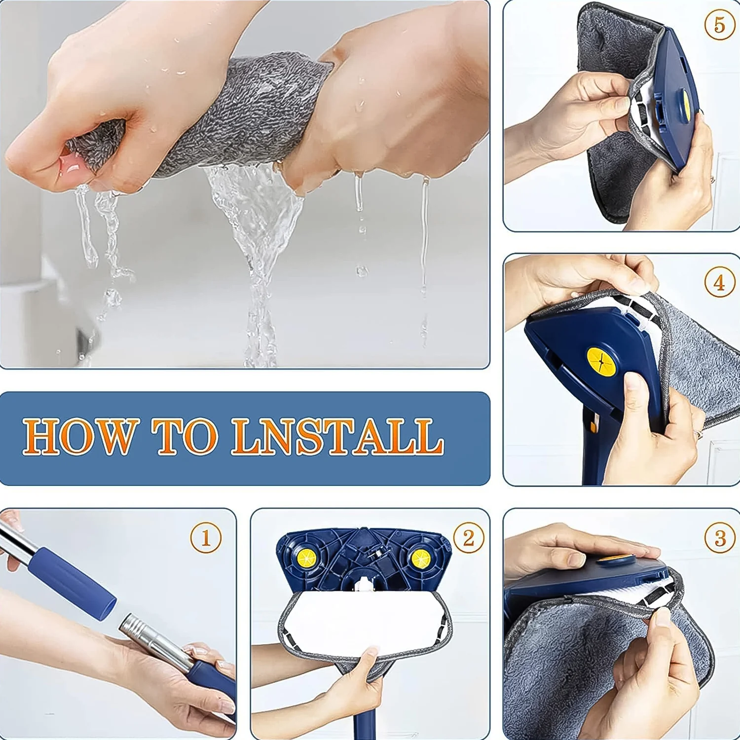 360° Rotatable Mop Triangle Mop with Long Handle (1 Pc / 113 Cm) - Image 4