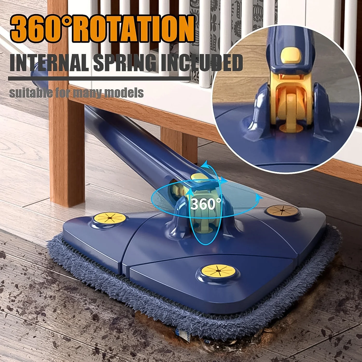 360° Rotatable Mop Triangle Mop with Long Handle (1 Pc / 113 Cm) - Image 5