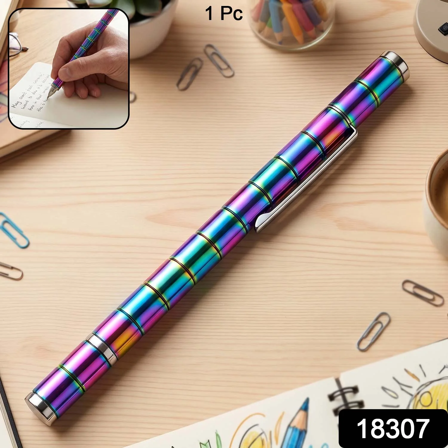Magnetic Metal Writing Pen with Fidget Spinner Function - 1 Pc - Image 2