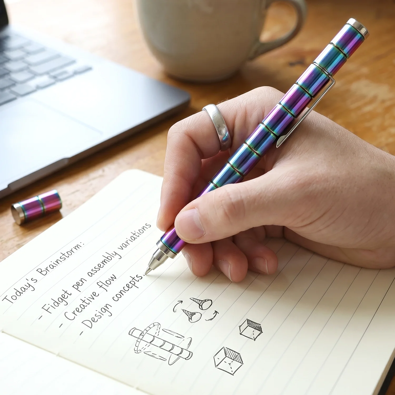 Magnetic Metal Writing Pen with Fidget Spinner Function - 1 Pc - Image 3