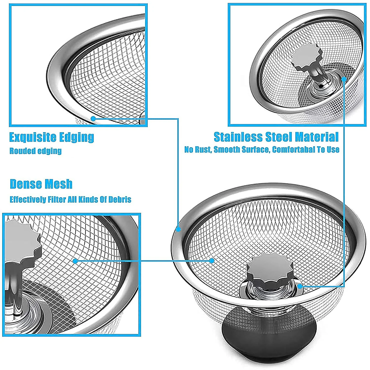 Stainless Steel Sink Strainer Basket Strainer Kitchen Sink Strainer (1 Pc) - Image 6