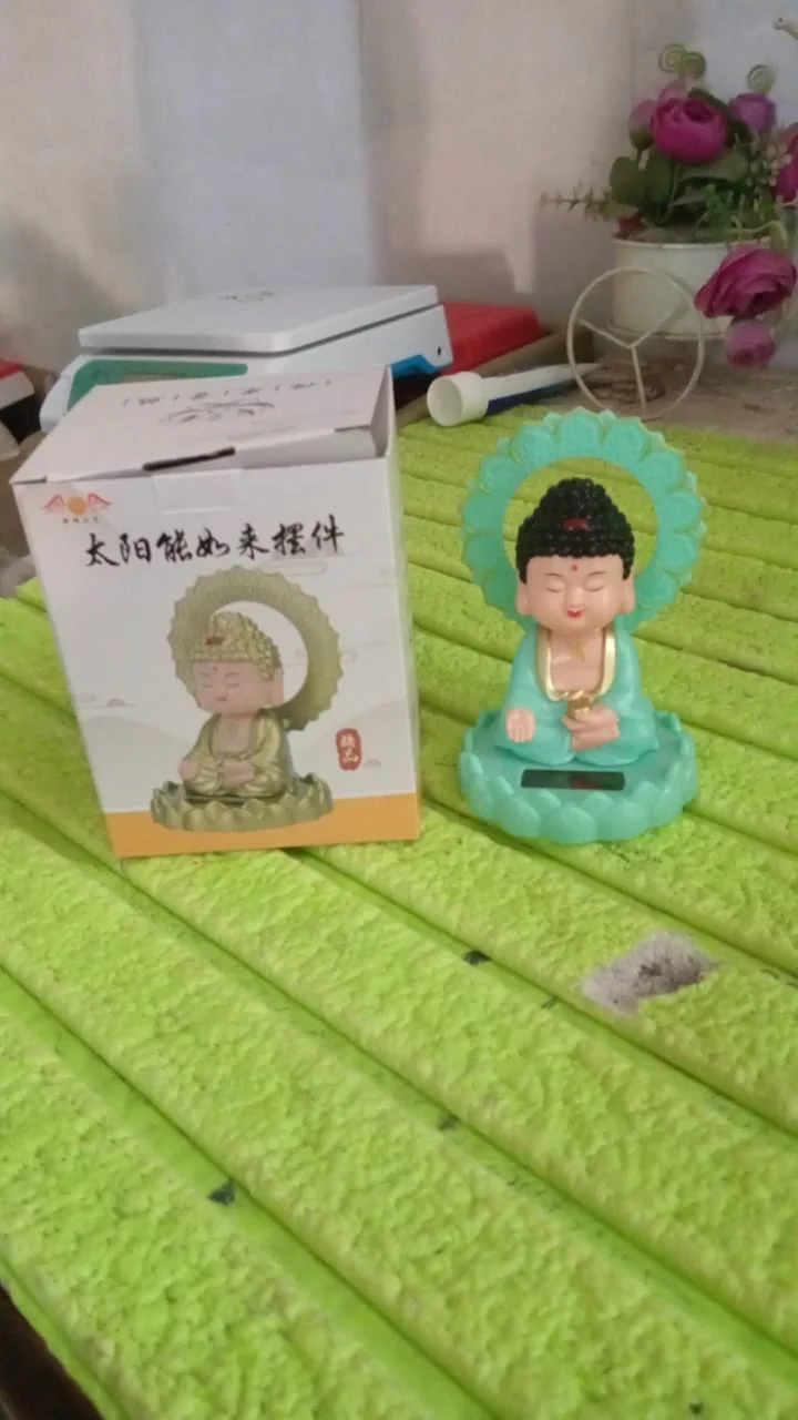 Plastic Solar Powered Moving Head Sitting Action Buddha Statue (1 Pc / Mix Color) - Image 7
