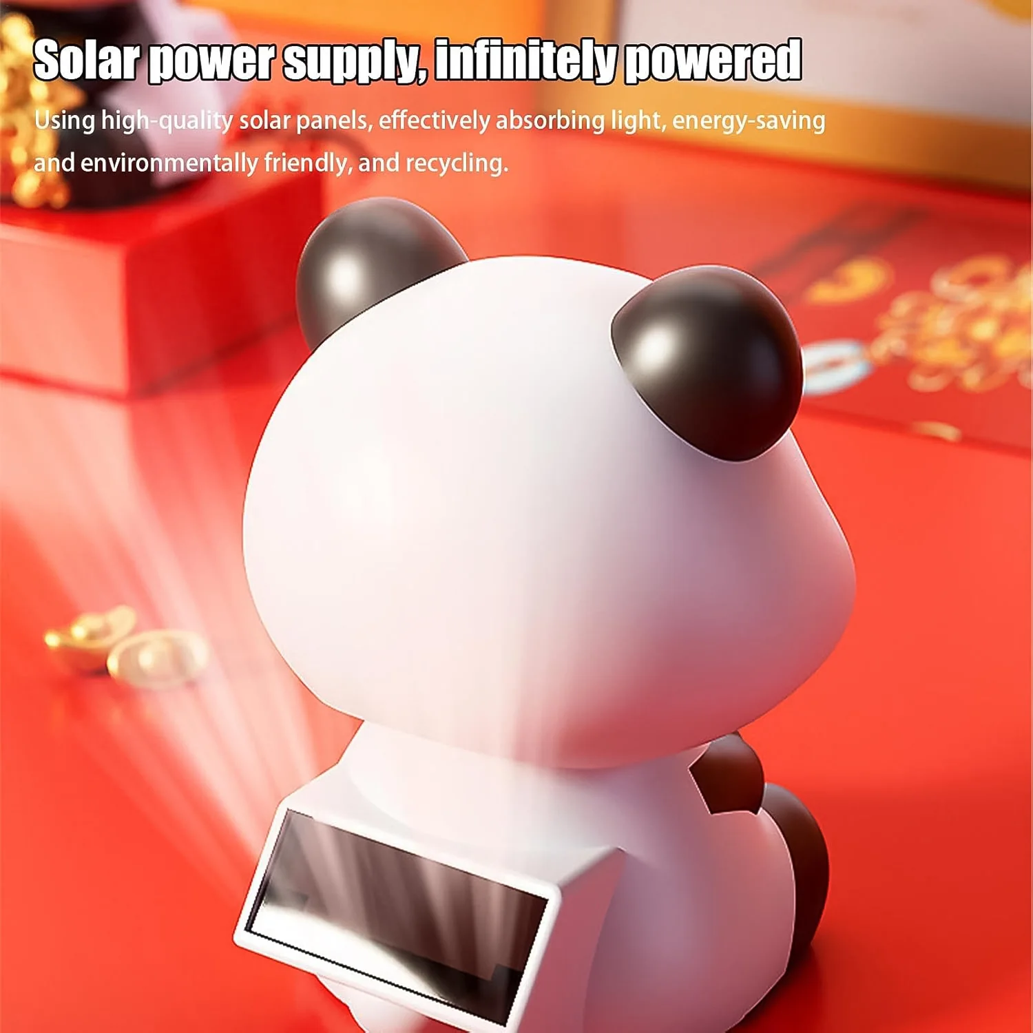 Solar Powered Moving Panda Car Dashboard Decoration – 1 Pc - Image 3