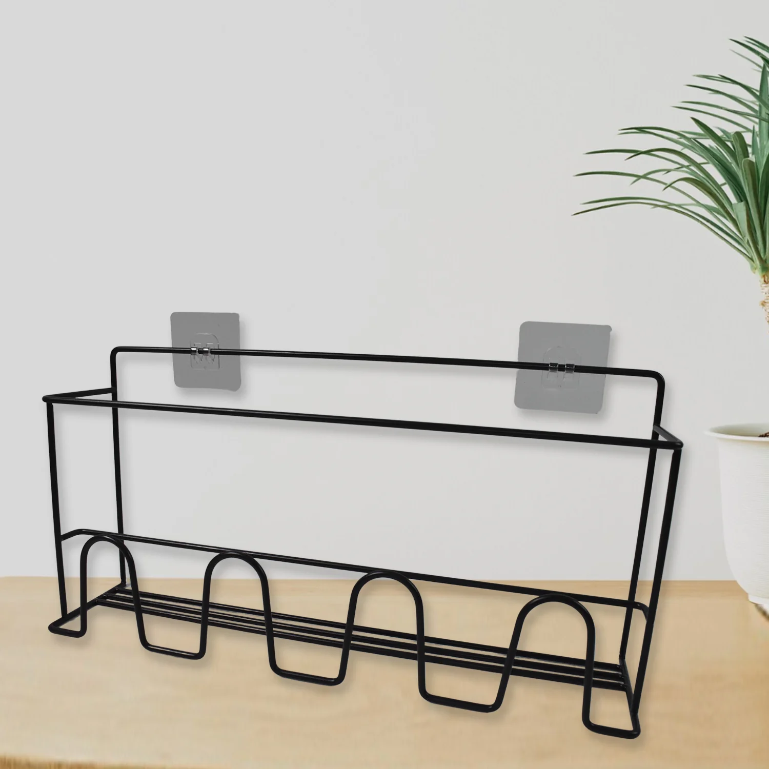 Metal Self Adhesive Multipurpose Kitchen Accessories Organizer Rack Wall (1 Pc) - Image 3