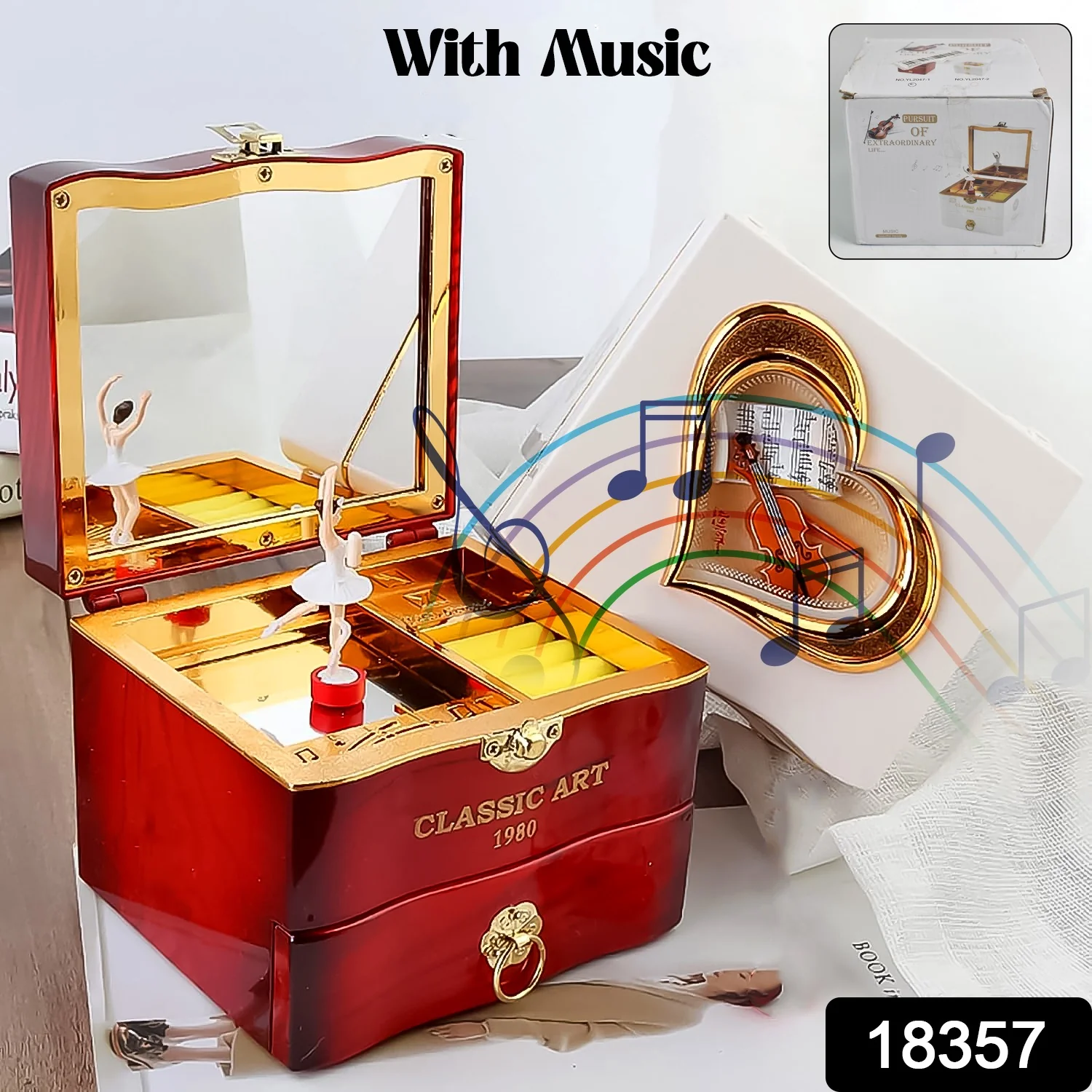 Dancer Ballerina Piano Music Box Hand Crank Music Plastic Box Gift  (1 Pc) - Image 2