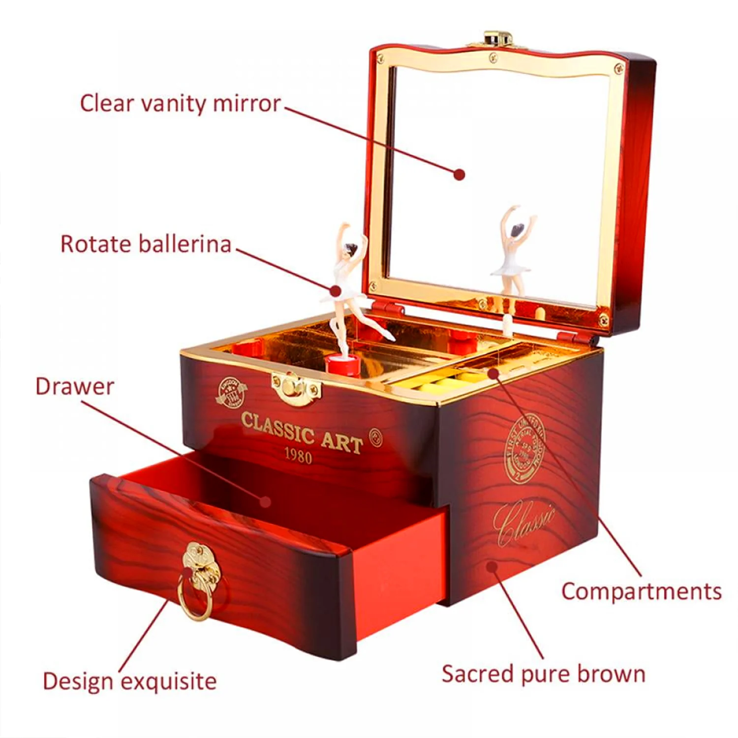 Dancer Ballerina Piano Music Box Hand Crank Music Plastic Box Gift  (1 Pc) - Image 3