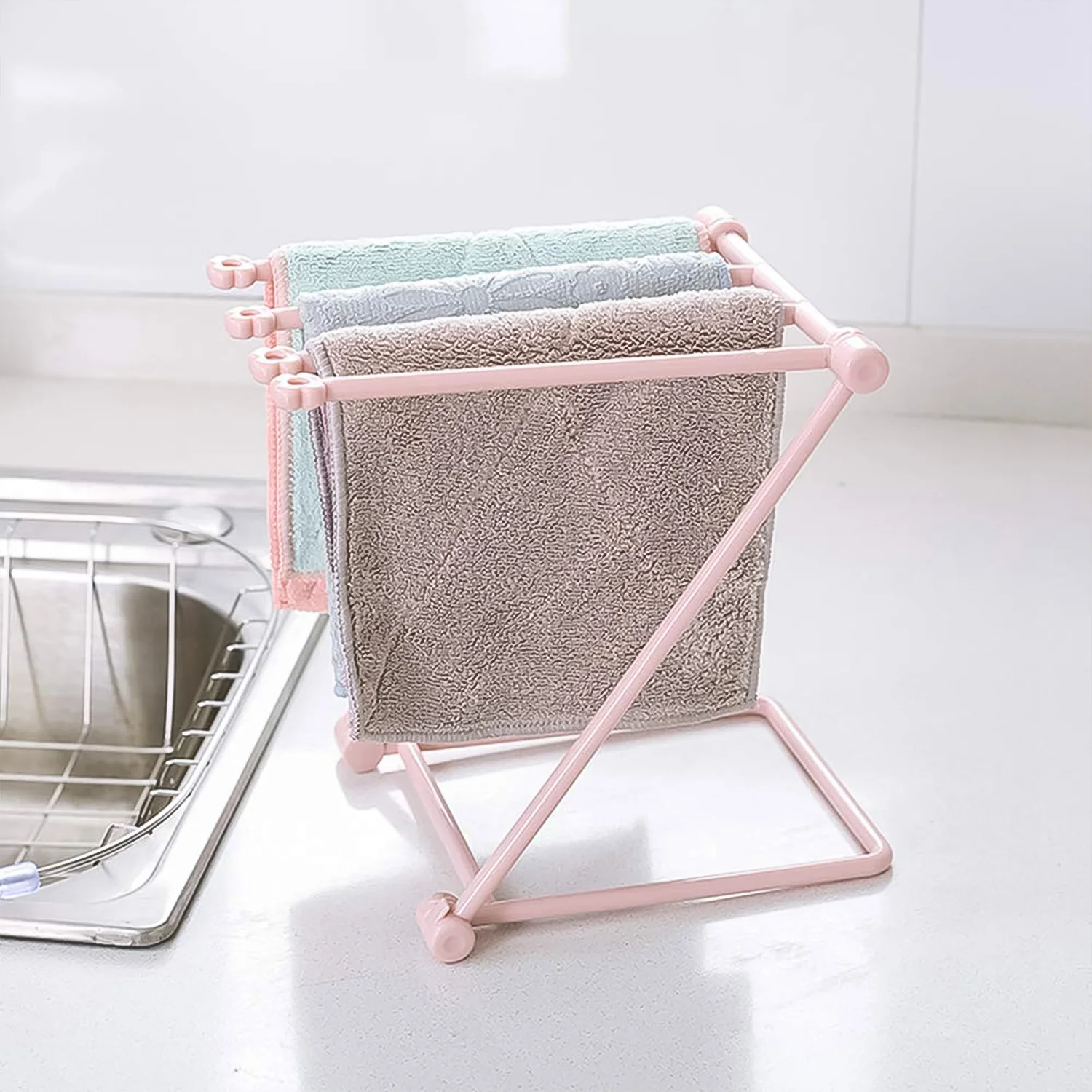 Folding Kitchen Bathroom Towel Rack, Towel Stand (1 Pc) - Image 3