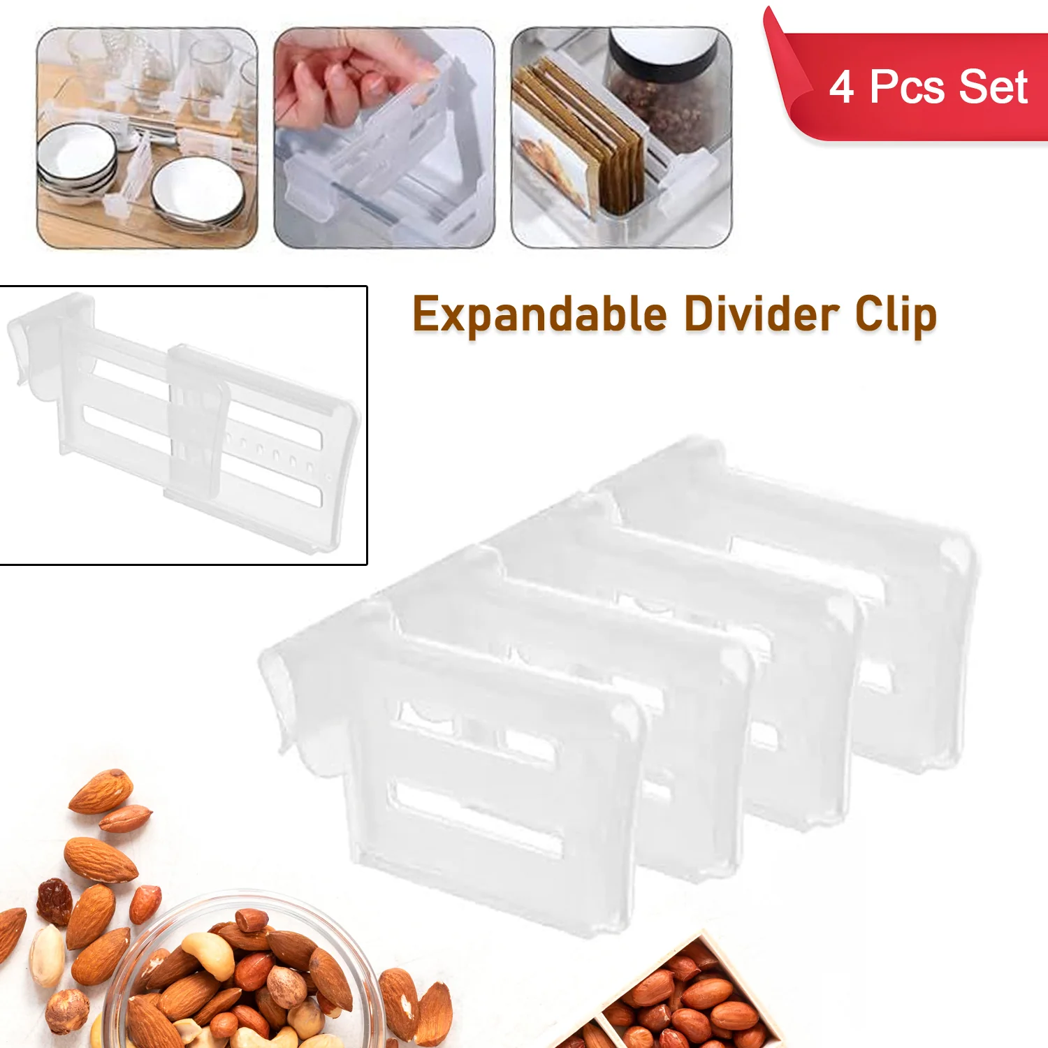 Refrigerator Internal Drawer Shelf Divider Clip (4 Pcs Set) - Image 3