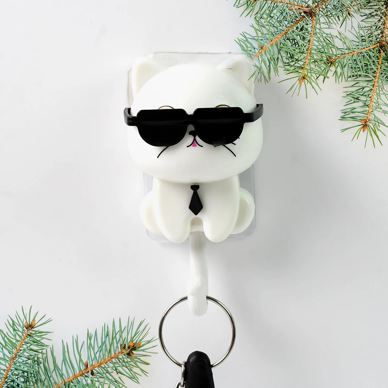 Cat Hook for Wall, Cute Cat Key Hook with Sunglasses (1 Pc) - Image 3