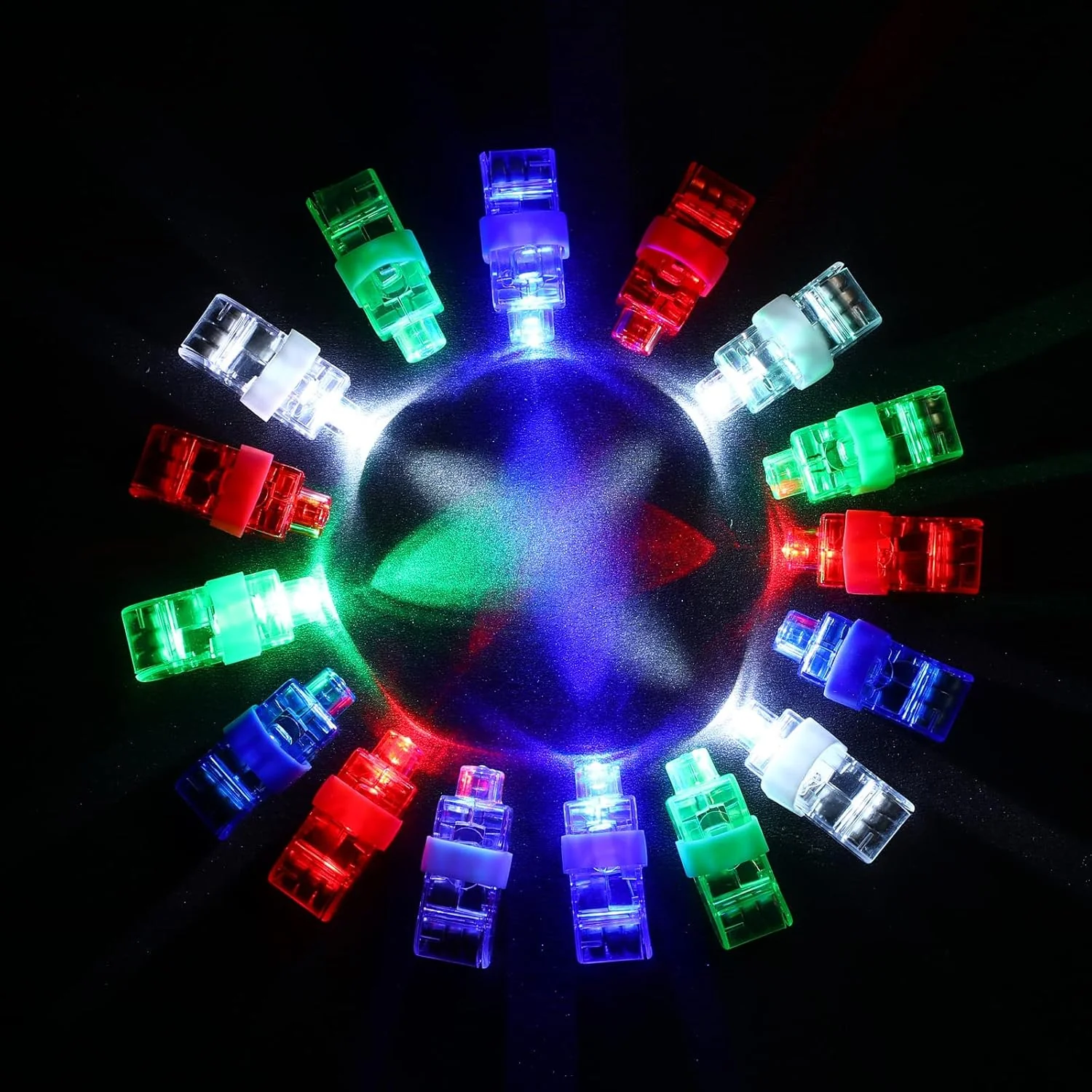 Light up Finger Tips, Clear Mini Rings, LED Glow Ring with Elastic Band (1 Pc) - Image 3