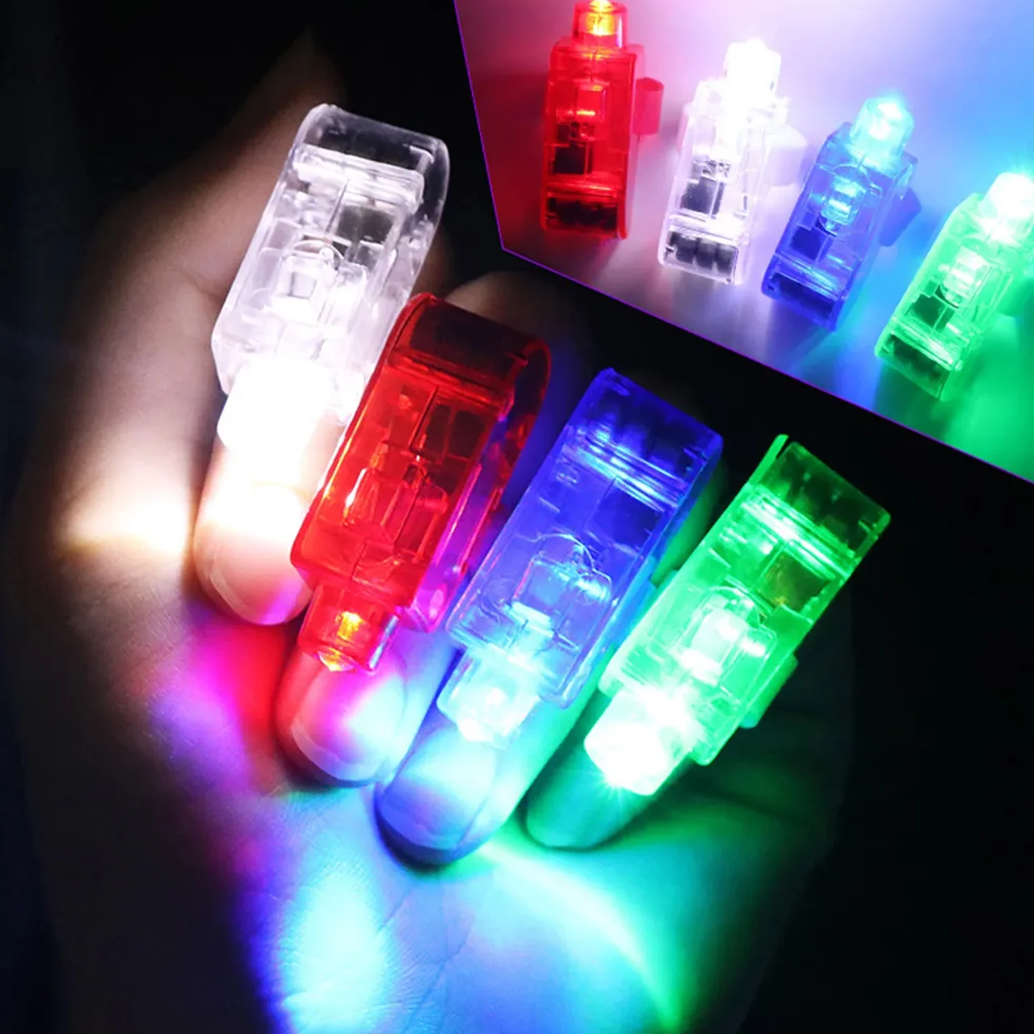 Light up Finger Tips, Clear Mini Rings, LED Glow Ring with Elastic Band (1 Pc) - Image 6