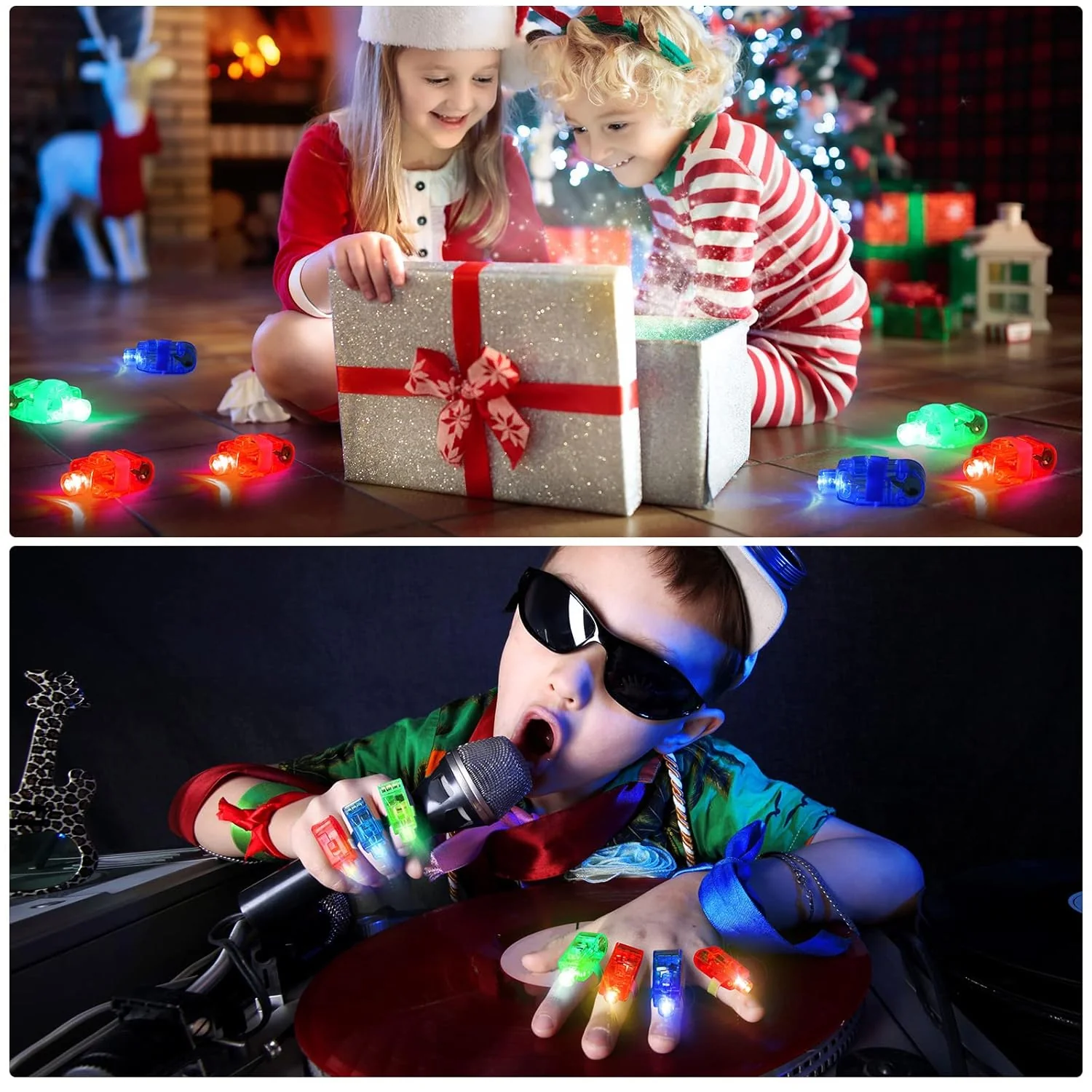 Light up Finger Tips, Clear Mini Rings, LED Glow Ring with Elastic Band (1 Pc) - Image 8